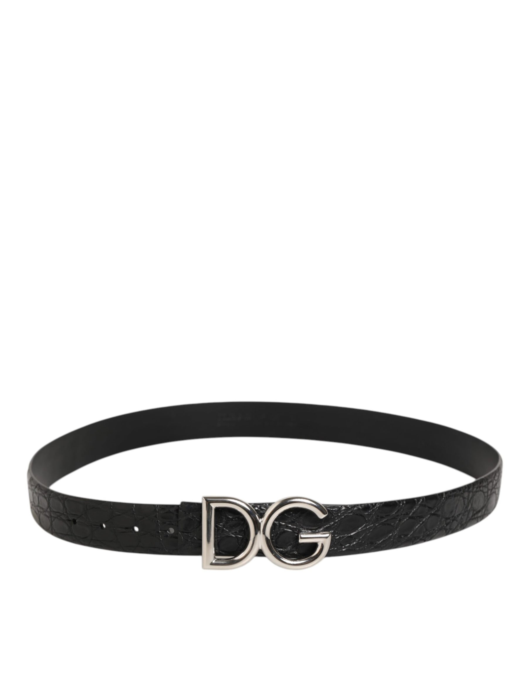 Dolce & Gabbana Black Exotic Leather DG Logo Buckle Belt | Regal Royce