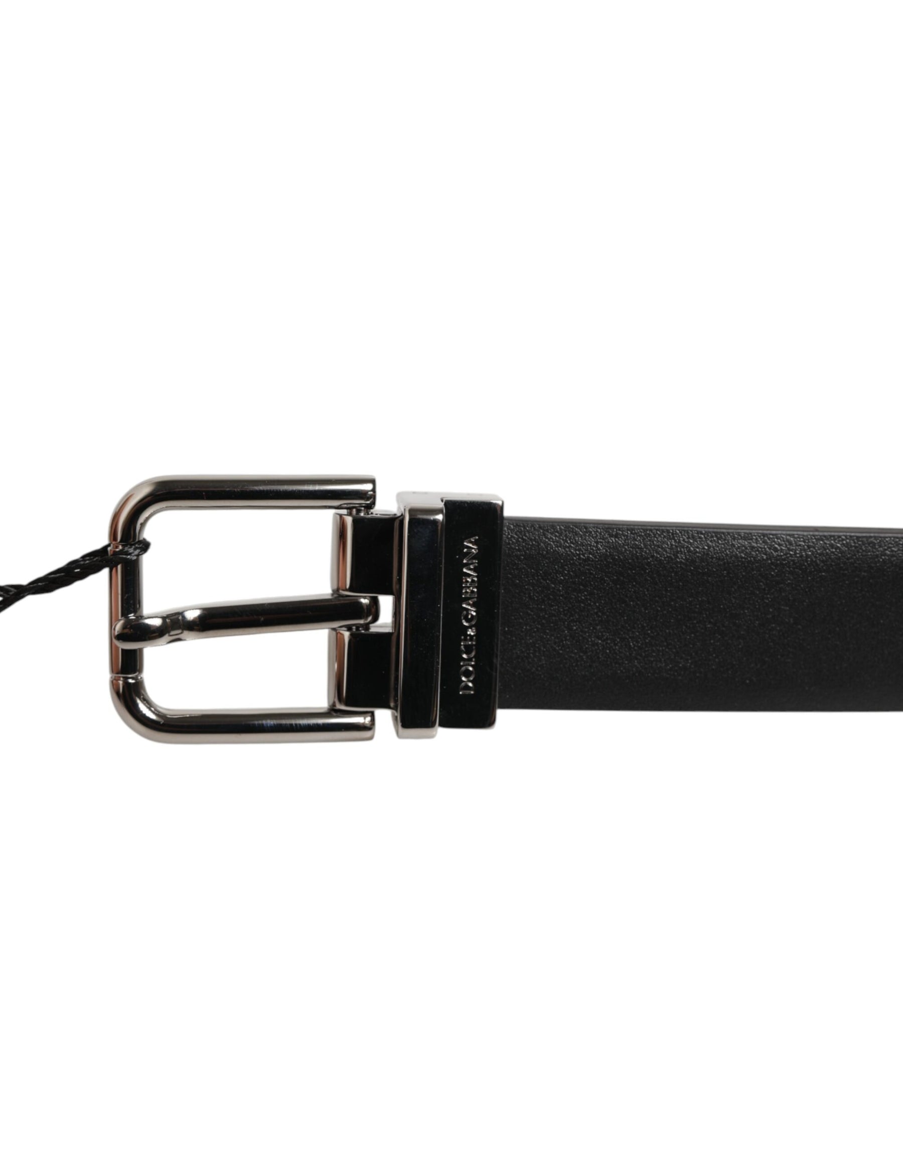 Dolce & Gabbana Black Leather Studded Silver-Tone Buckle Belt | Regal Royce