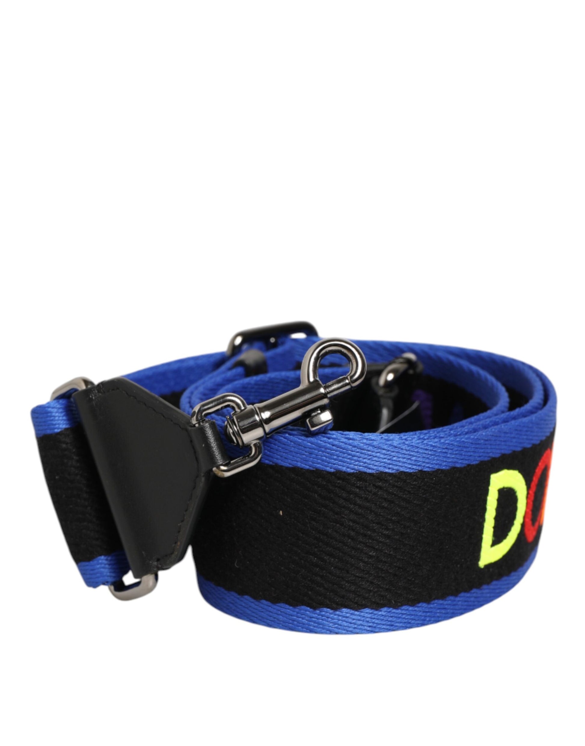 Dolce & Gabbana Black Blue Colorful Lettering Bag Handle Shoulder Strap