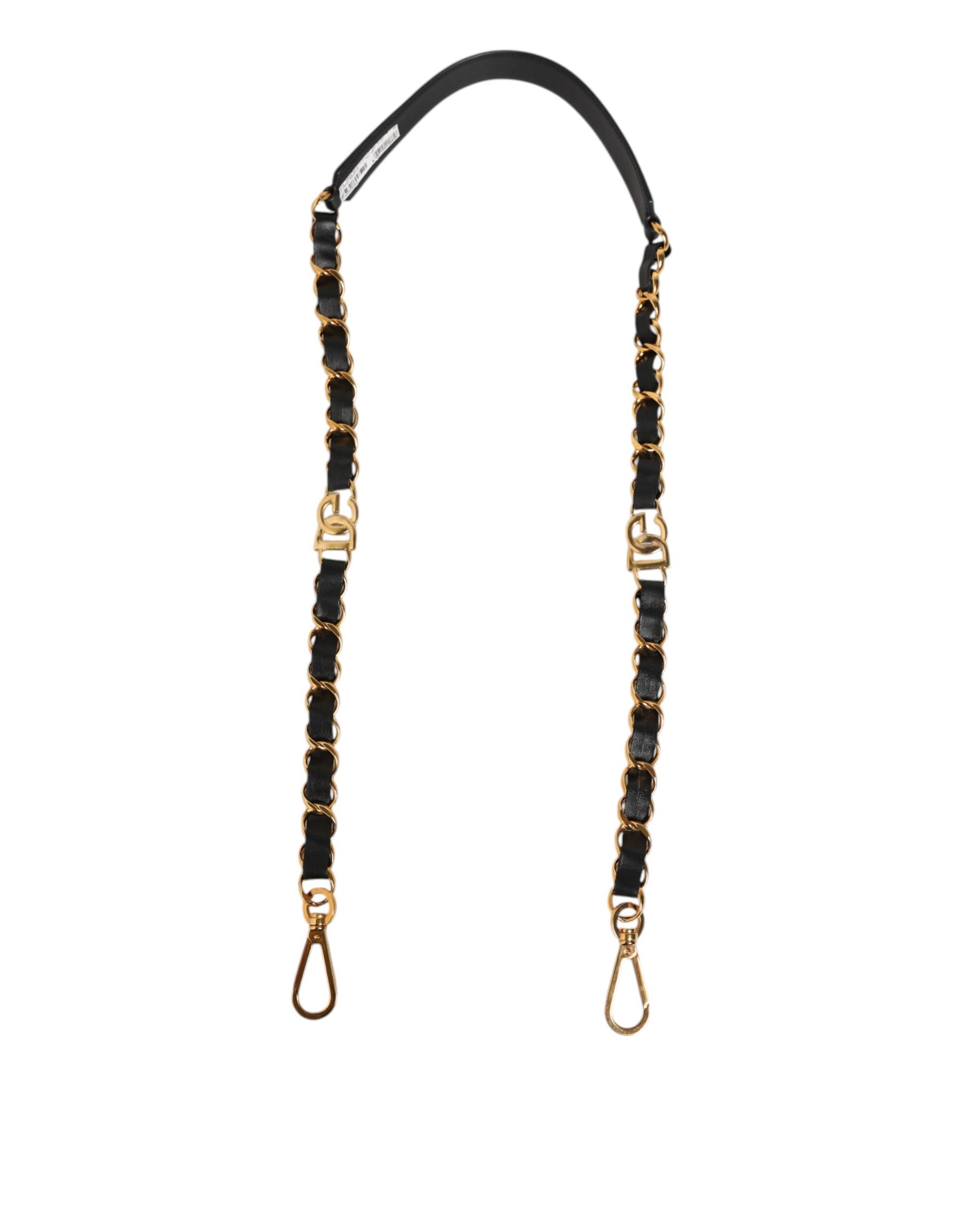 Dolce & Gabbana Black Leather Gold Chain Bag Accessory Shoulder Strap | Regal Royce