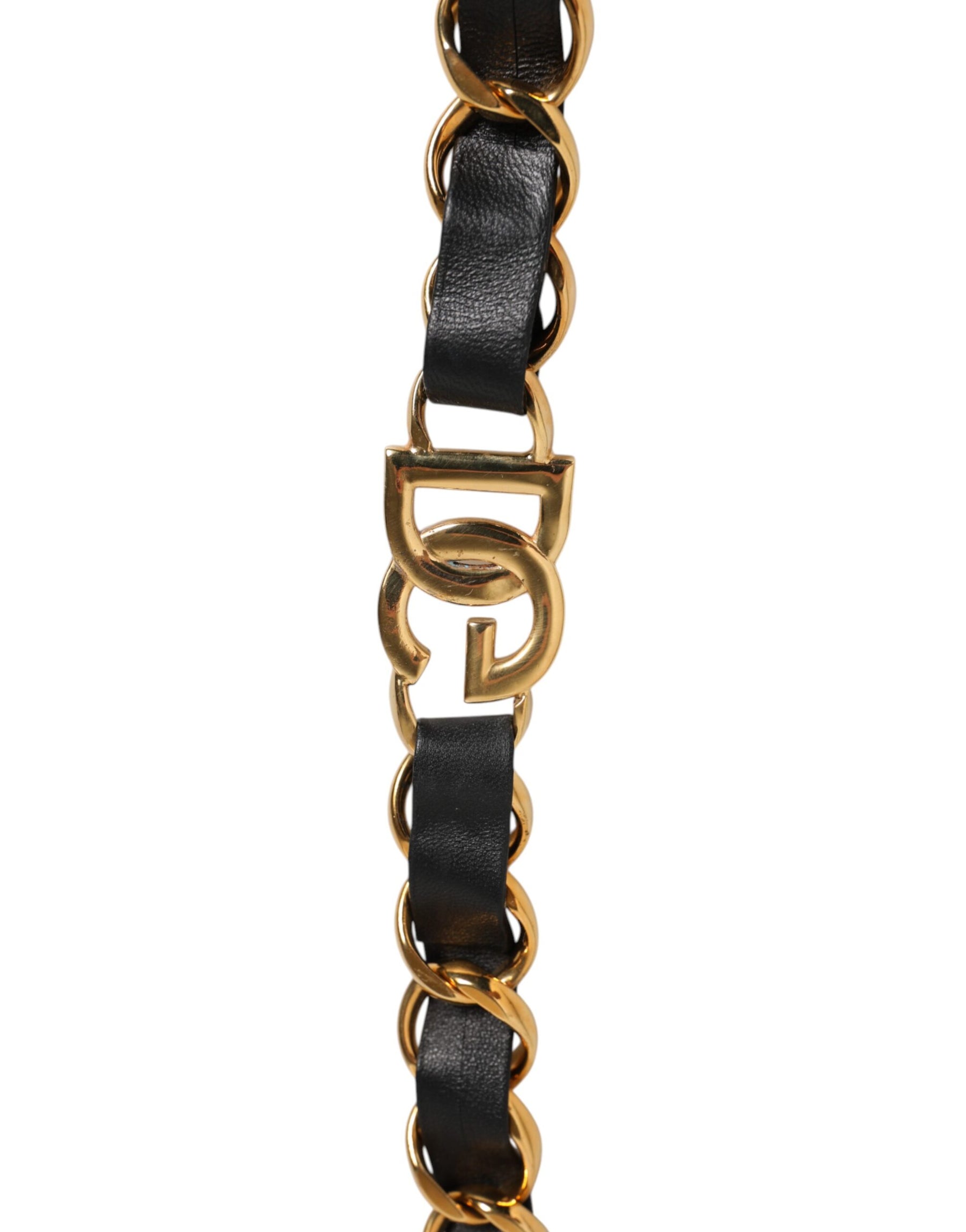 Dolce & Gabbana Black Leather Gold Chain Bag Accessory Shoulder Strap | Regal Royce