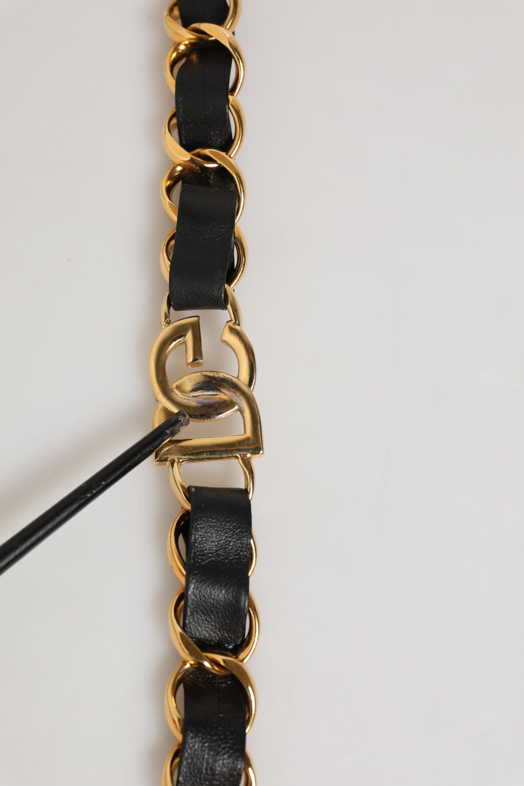 Dolce & Gabbana Black Leather Gold Chain Bag Accessory Shoulder Strap | Regal Royce