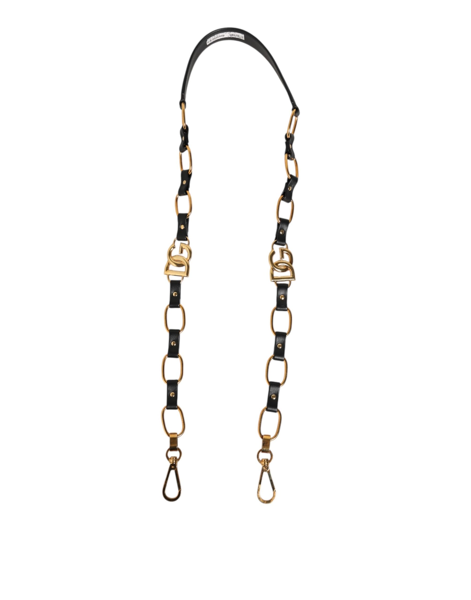Dolce & Gabbana Black Leather Gold Chain Bag Accessory Shoulder Strap | Regal Royce