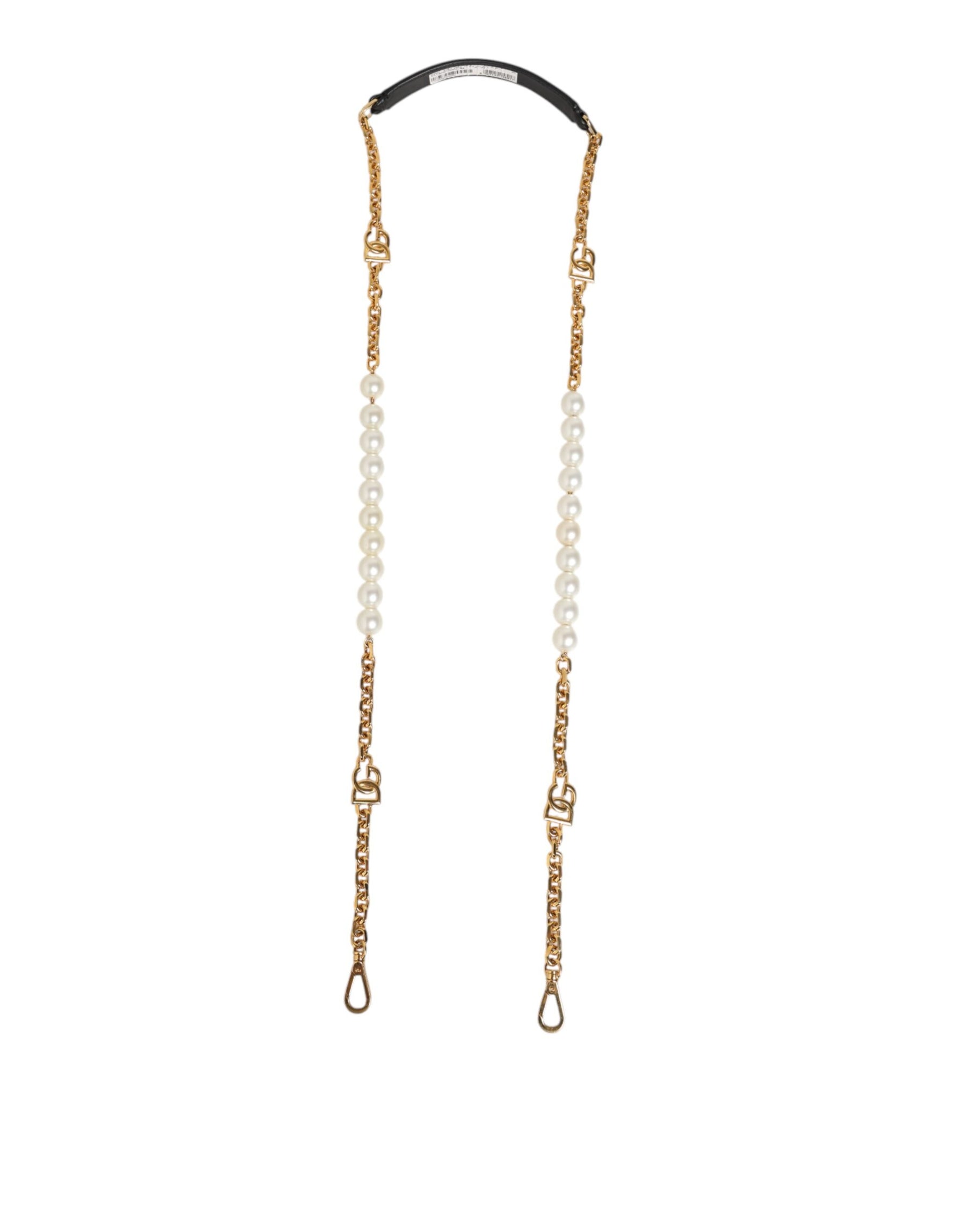 Dolce & Gabbana Black Leather Gold Chain Bag Accessory Shoulder Strap | Regal Royce