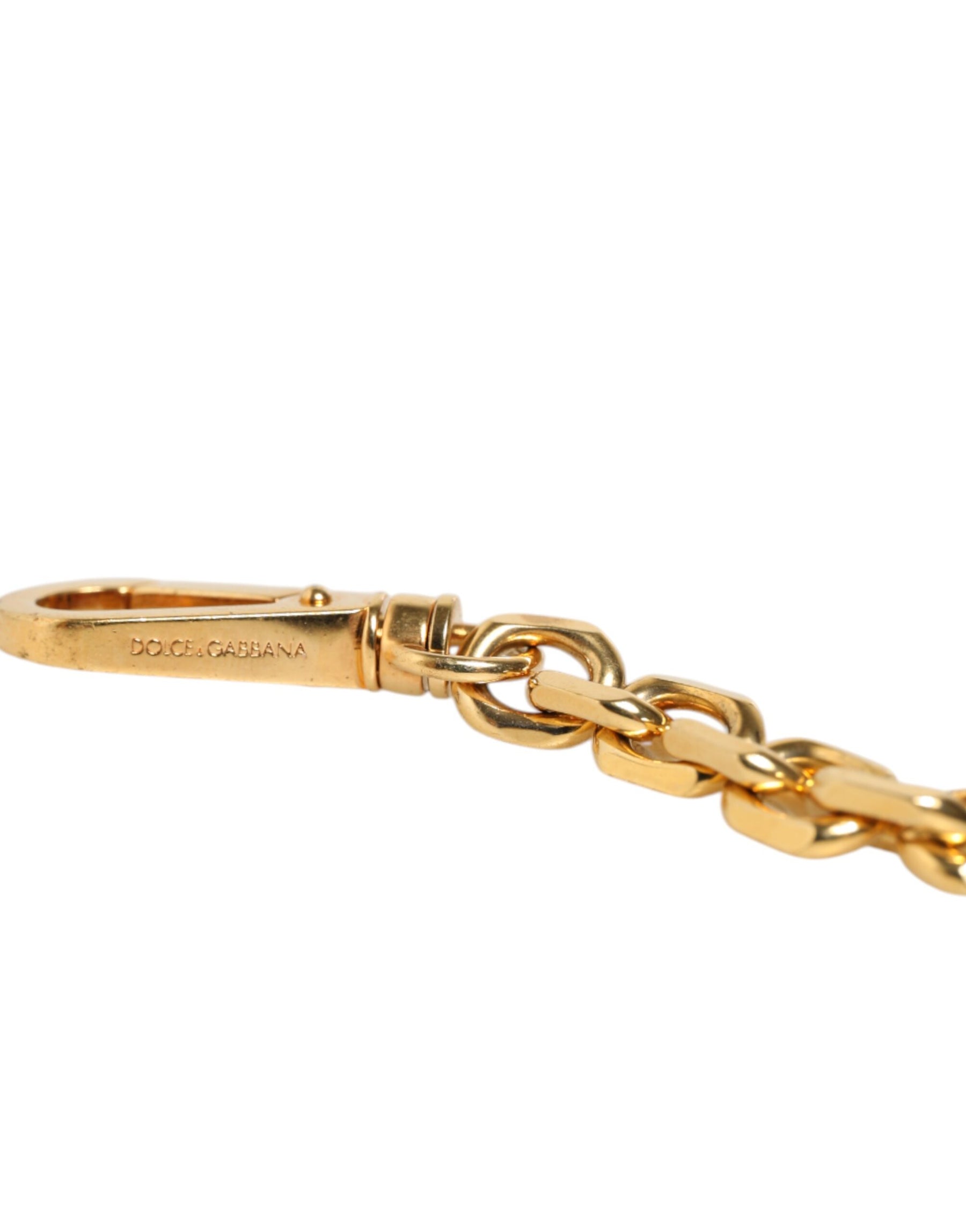 Dolce & Gabbana Black Leather Gold Chain Bag Accessory Shoulder Strap | Regal Royce