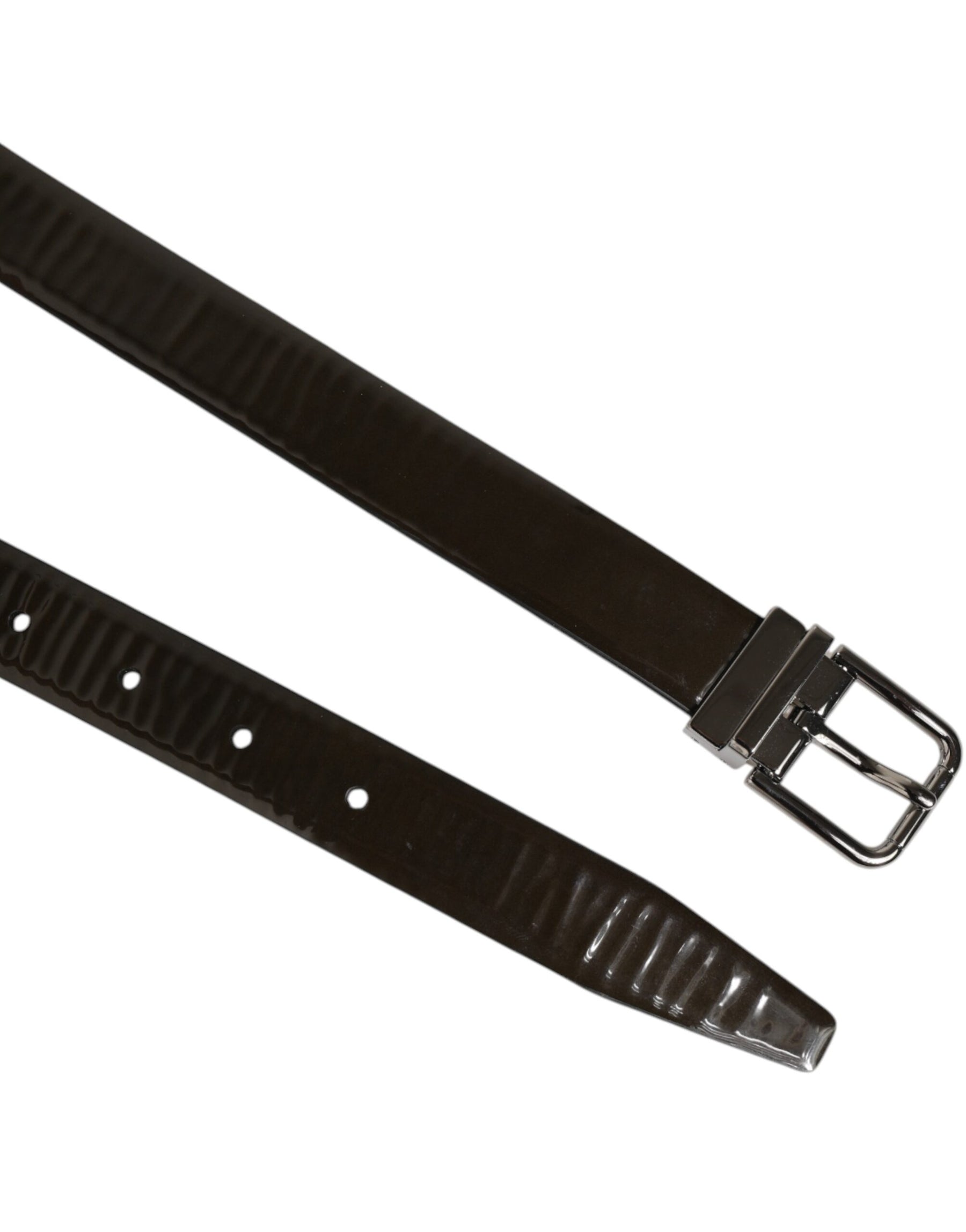 Dolce & Gabbana Brown Glossy Leather Classic Metal Buckle Belt | Regal Royce