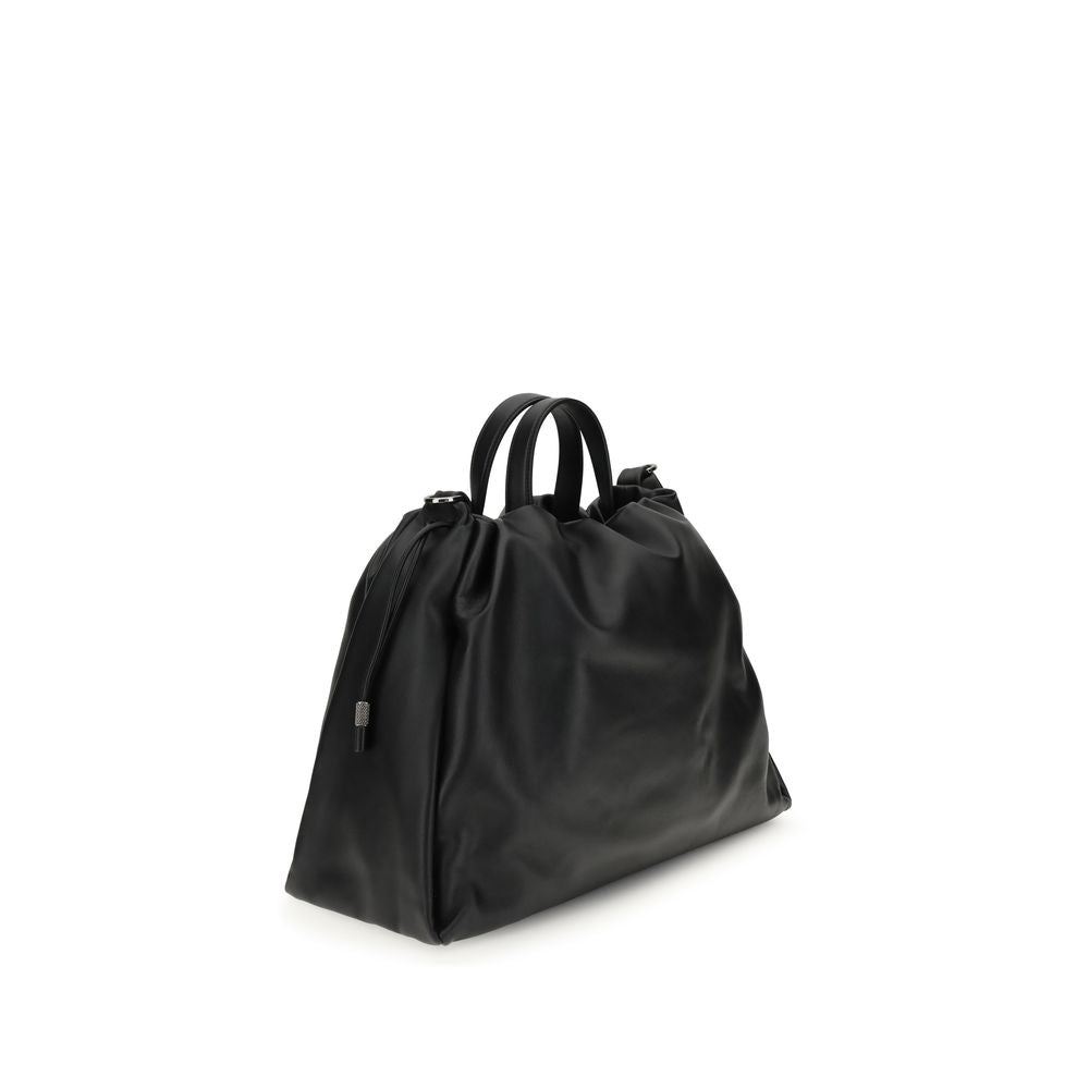 Brunello Cucinelli Black Calf Leather Bos Taurus Shoulder Bag | Regal Royce