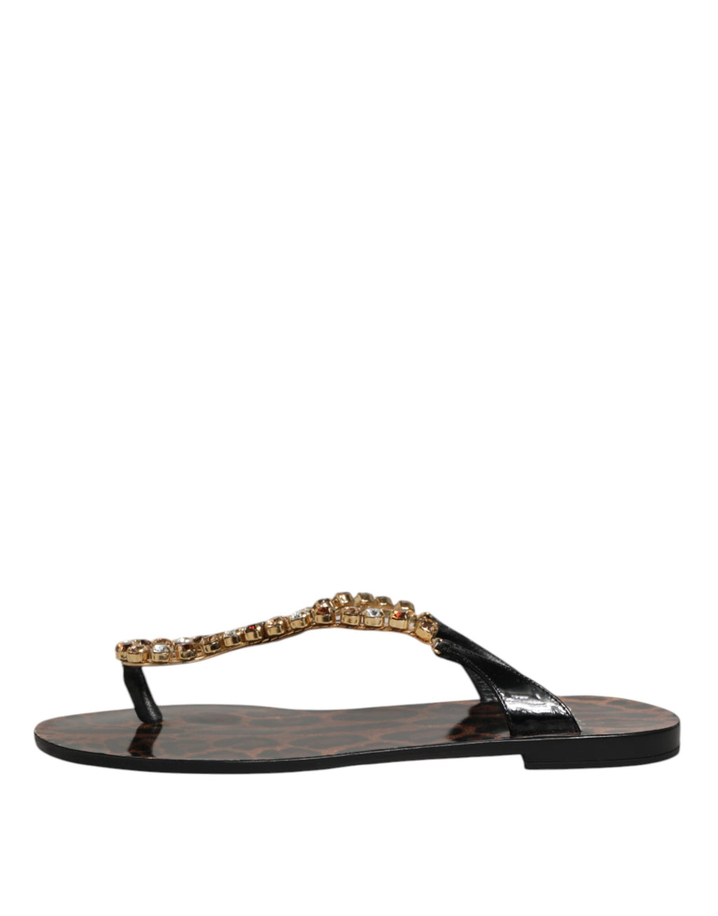 Dolce & Gabbana Black Crystals Flats Sandals Beachwear Shoes