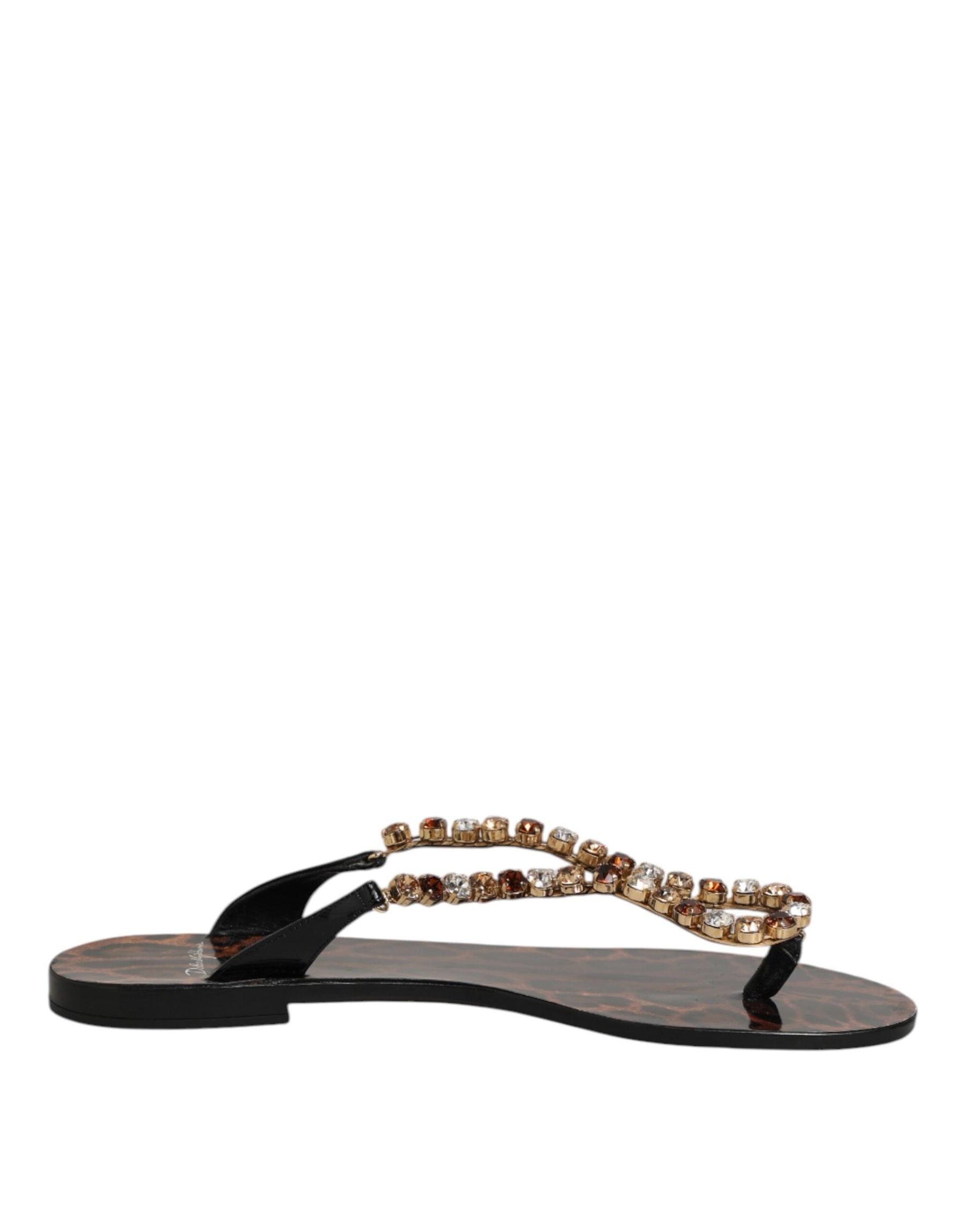 Dolce & Gabbana Black Crystals Flats Sandals Beachwear Shoes | Regal Royce