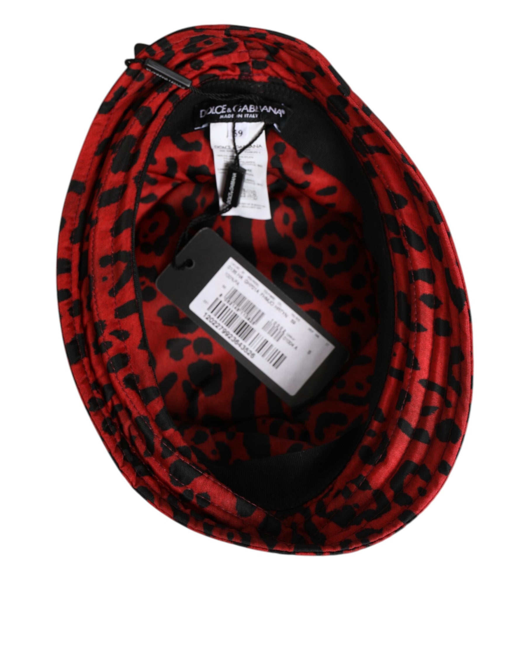 Dolce & Gabbana Red Black Nylon Leopard Print Bucket Men Cap Hat | Regal Royce