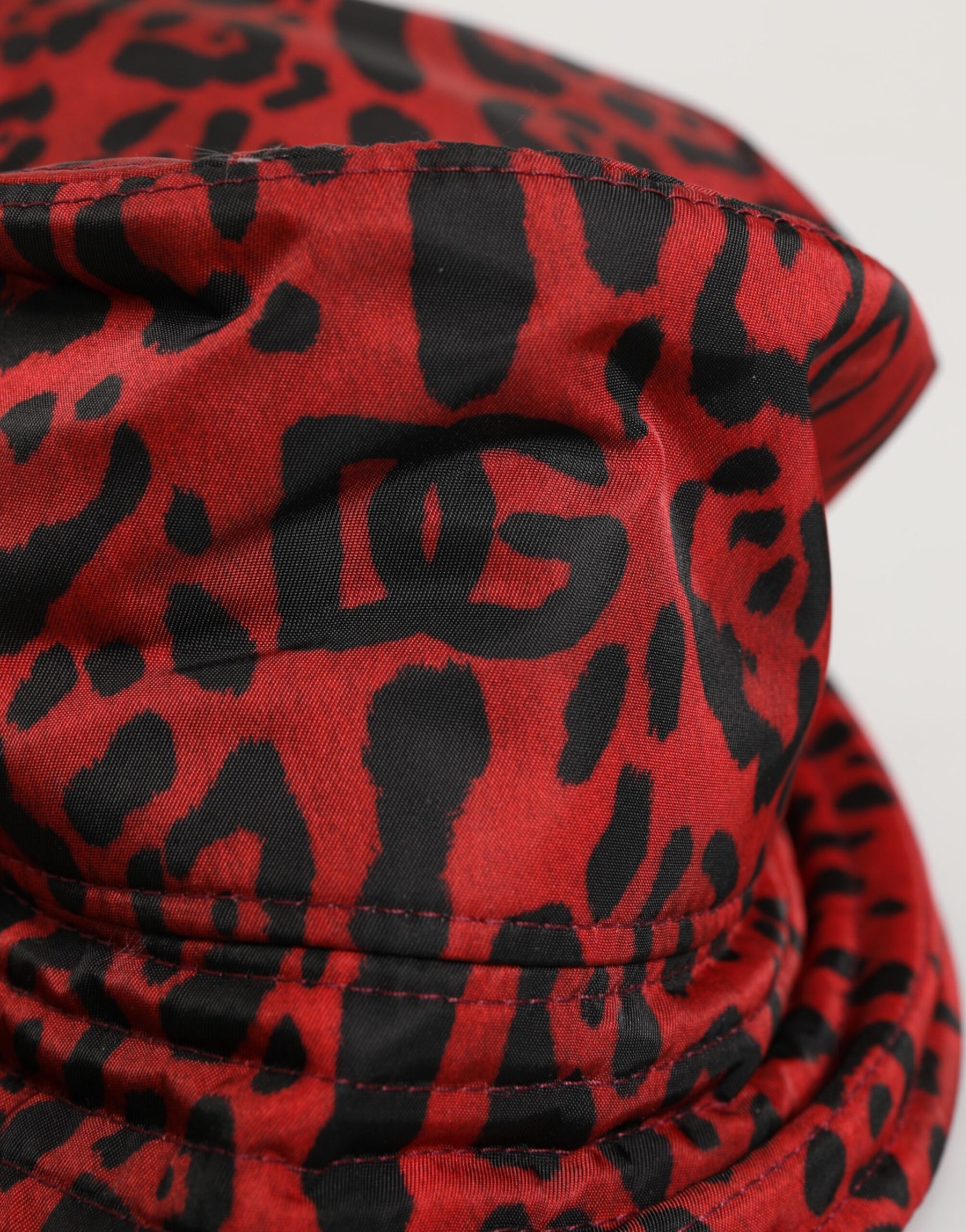 Dolce & Gabbana Red Black Nylon Leopard Print Bucket Men Cap Hat | Regal Royce