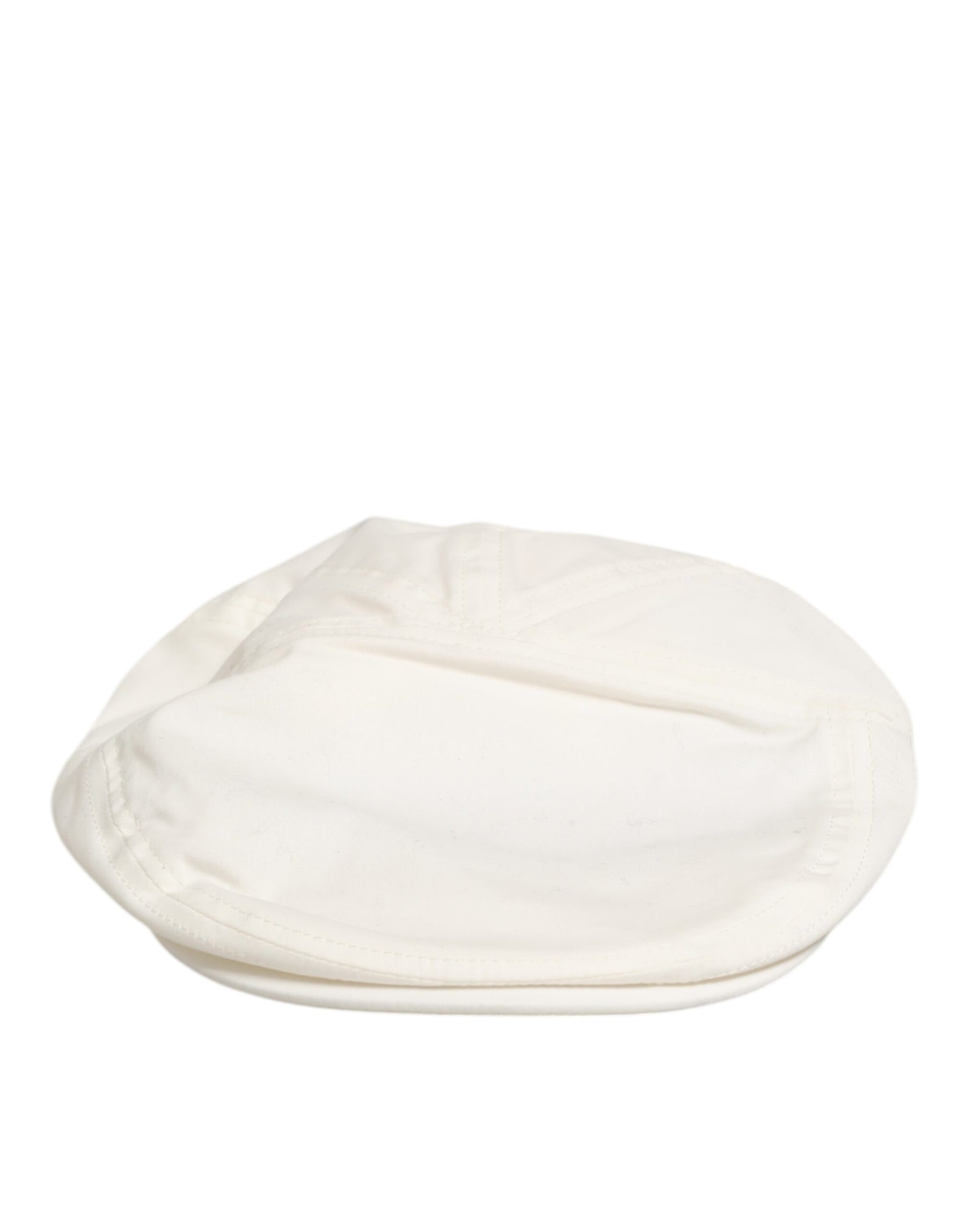 Dolce & Gabbana White Cotton Blend Leather Trim Flat Men Cap Hat | Regal Royce