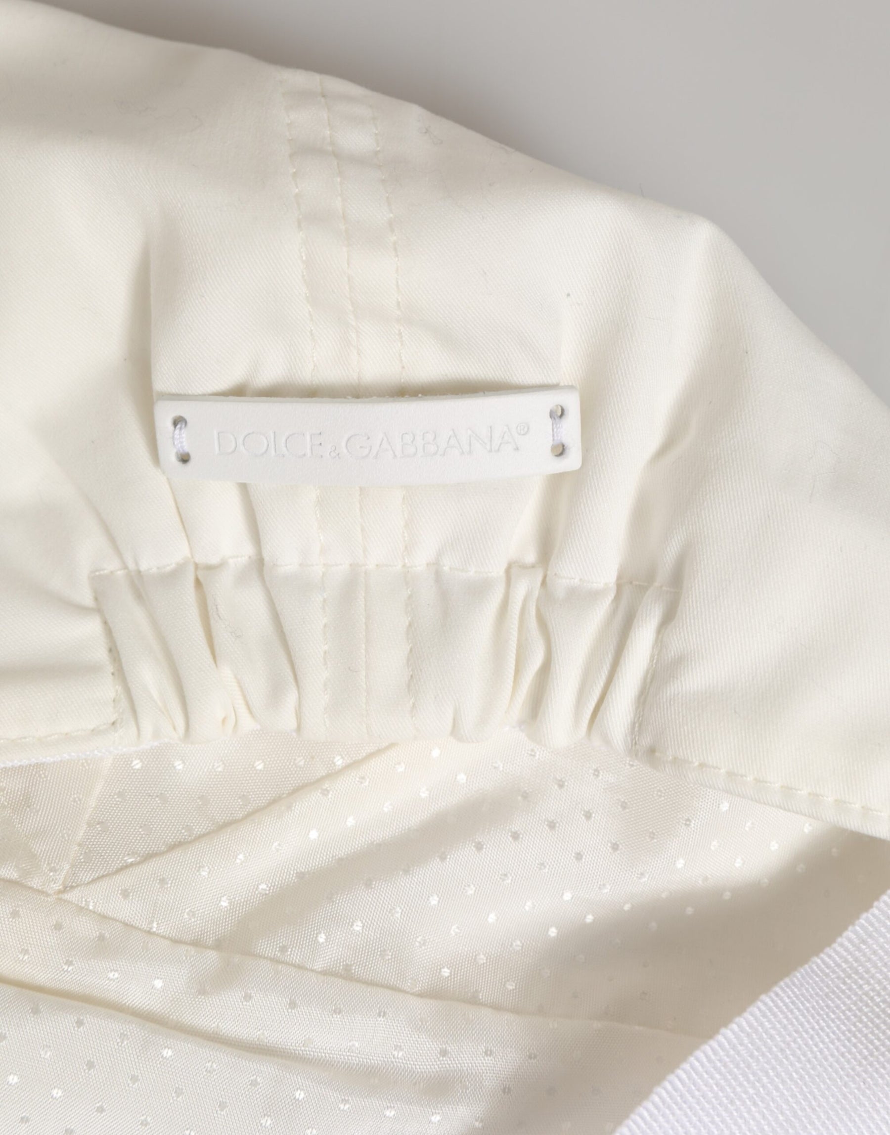 Dolce & Gabbana White Cotton Blend Leather Trim Flat Men Cap Hat | Regal Royce