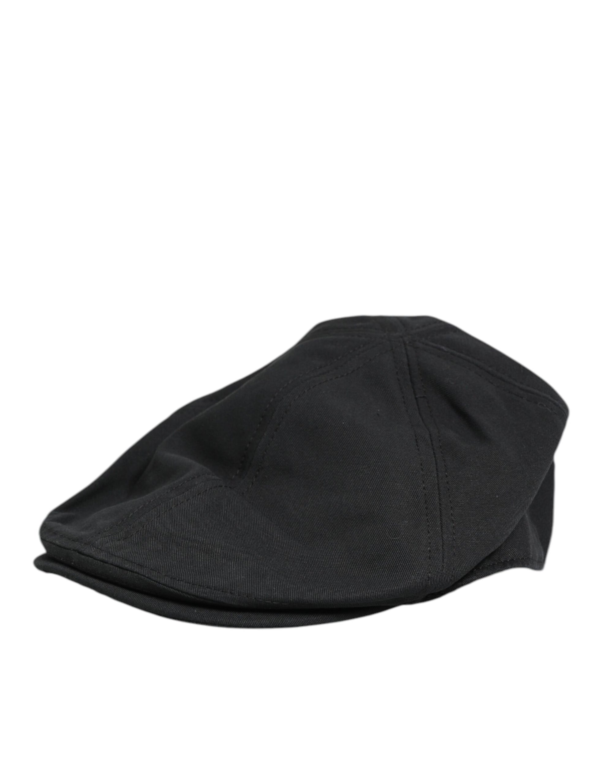 Dolce & Gabbana Black Cotton Blend Newsboy Men Cloth Cap Hat