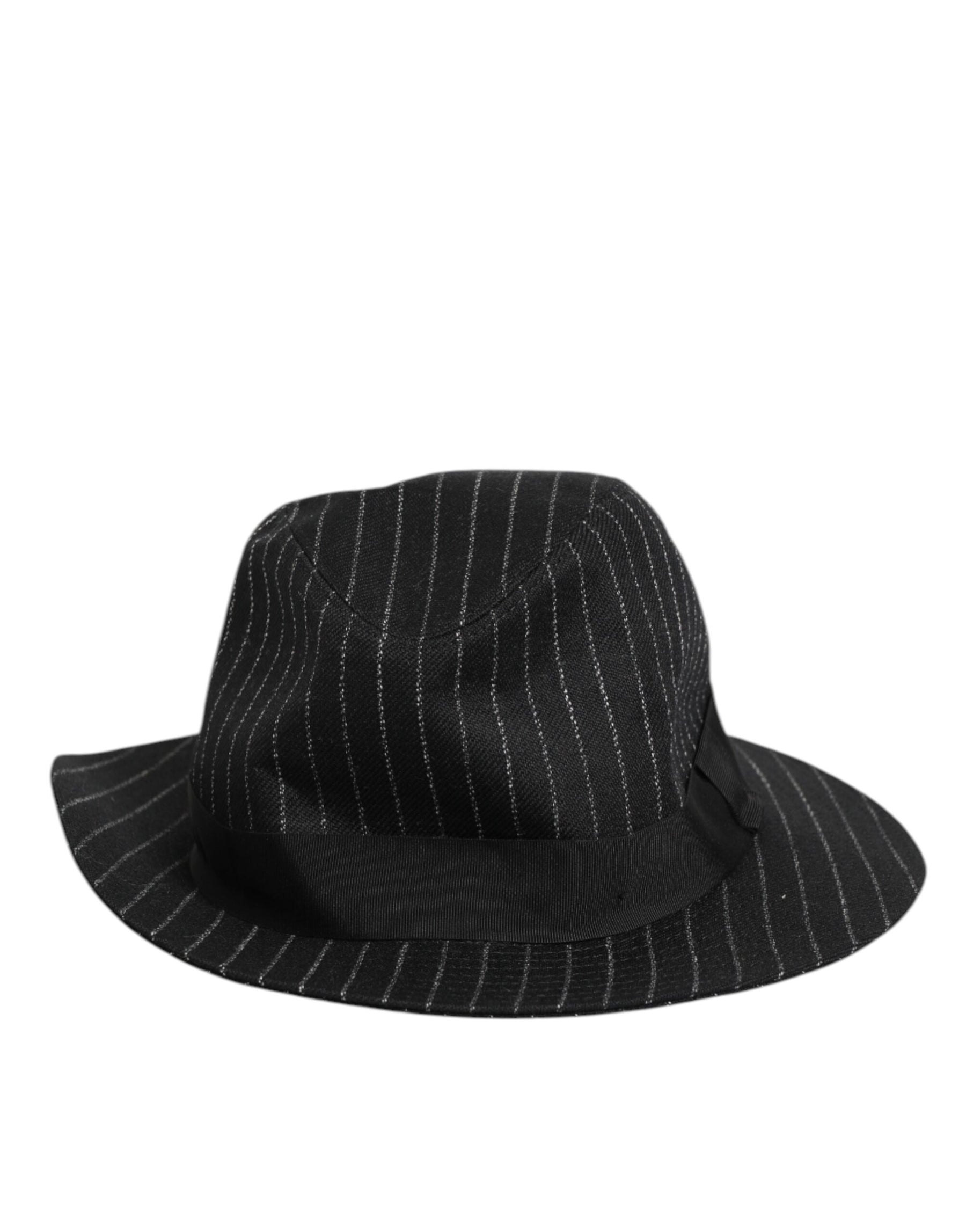 Dolce & Gabbana Black Striped Virgin Wool Men Fedora Capello Hat | Regal Royce