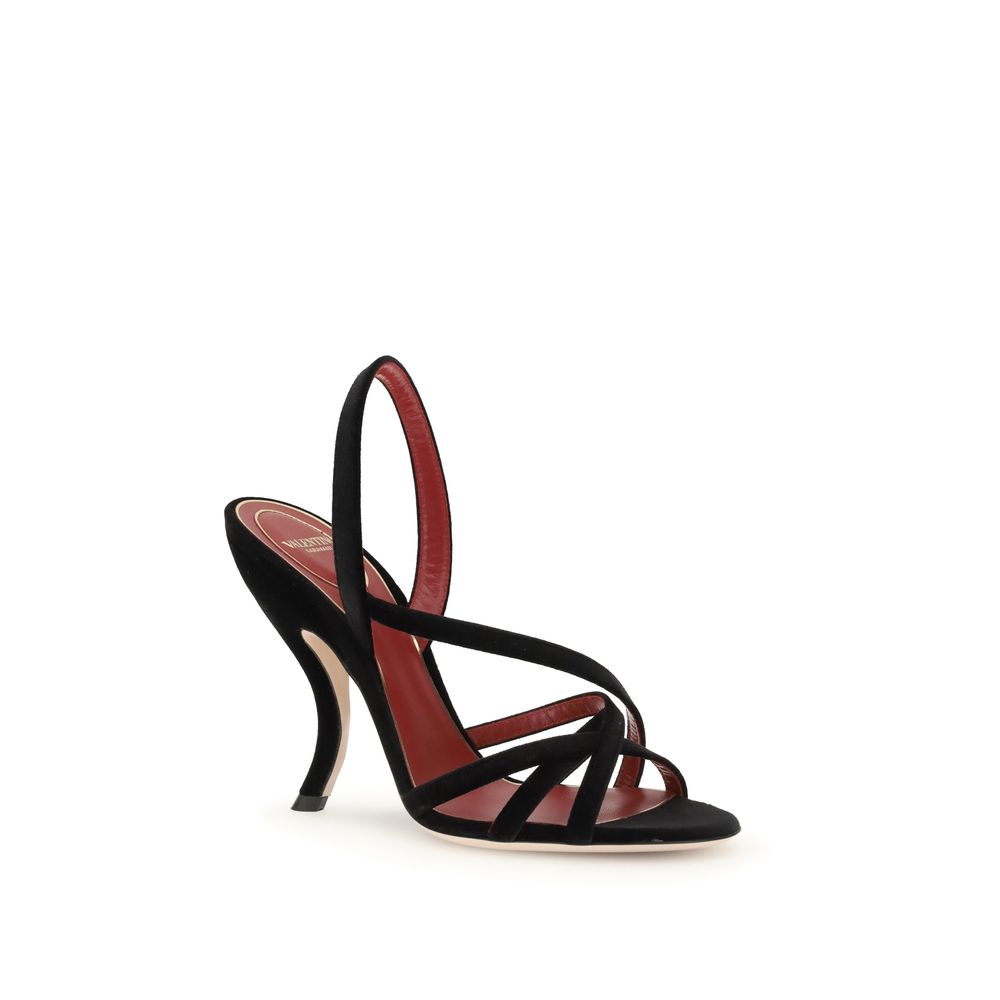 Valentino Garavani Black Velvet Stiletto Heel Sandals | Regal Royce