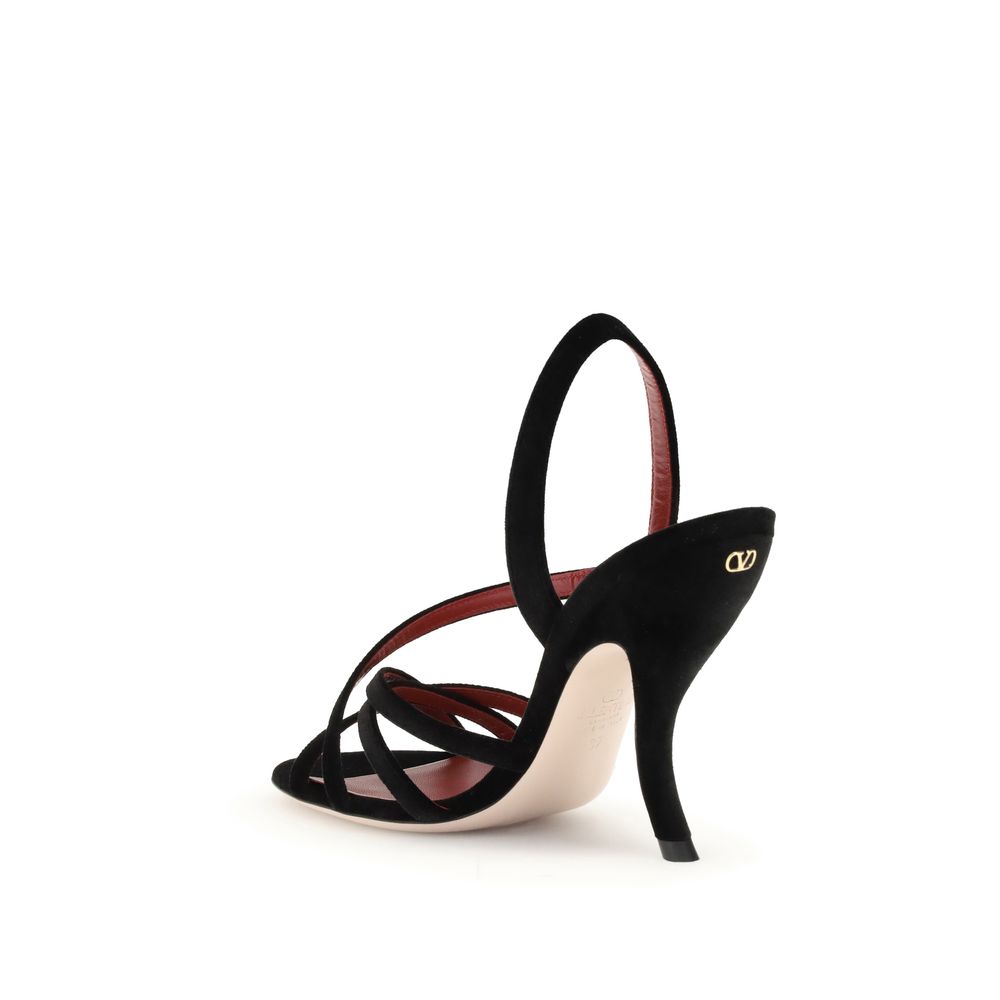 Valentino Garavani Black Velvet Stiletto Heel Sandals | Regal Royce