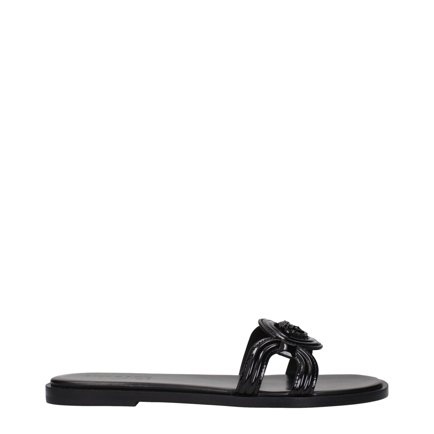 Versace Black Leather Slippers | Regal Royce