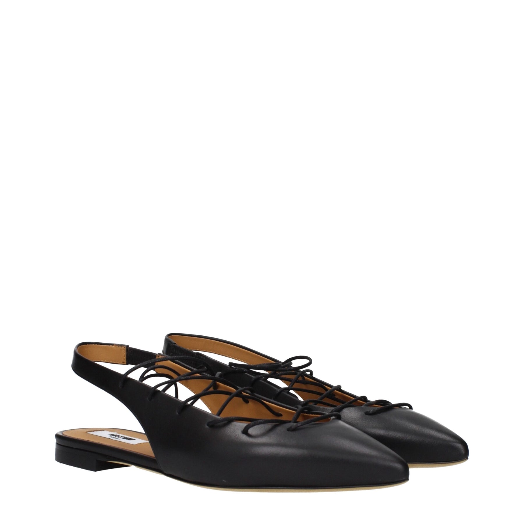 Moschino Black Leather Flats | Regal Royce