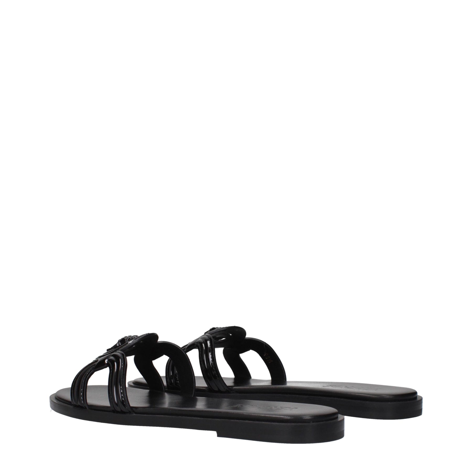 Versace Black Leather Slippers | Regal Royce
