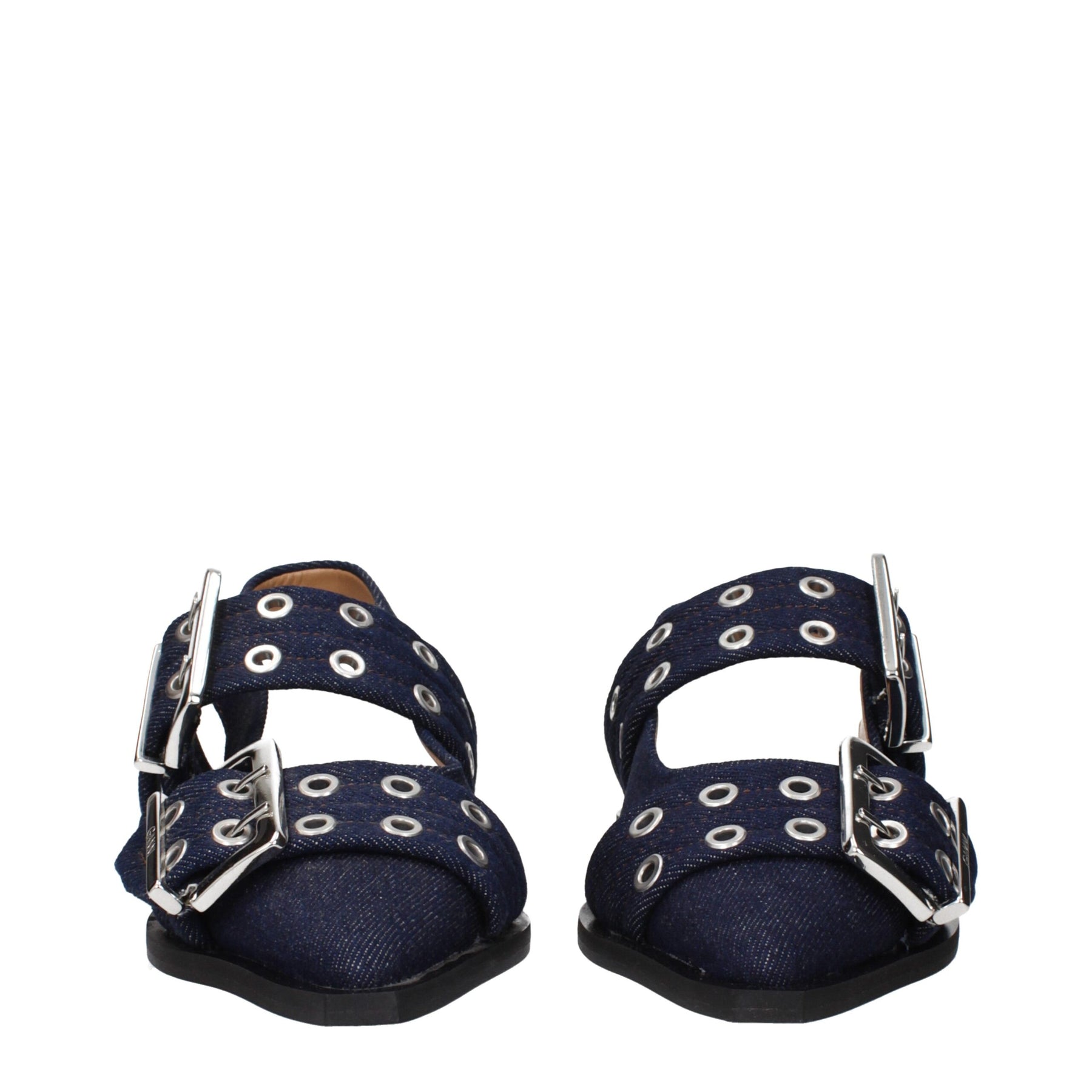 Ganni Blue Fabric Flat Sandals | Regal Royce