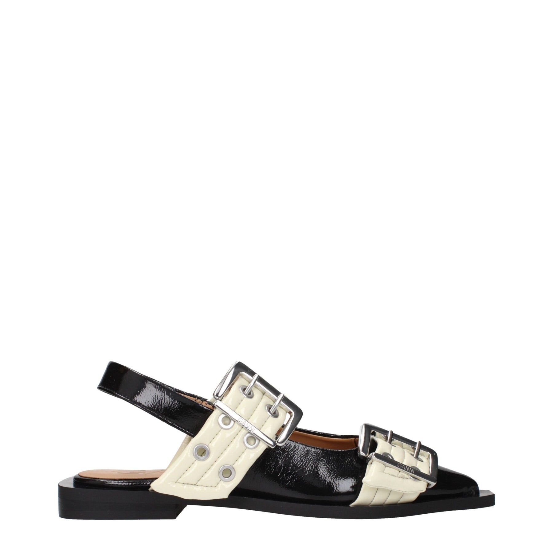 Ganni Black Polyethylene Flat Sandals | Regal Royce