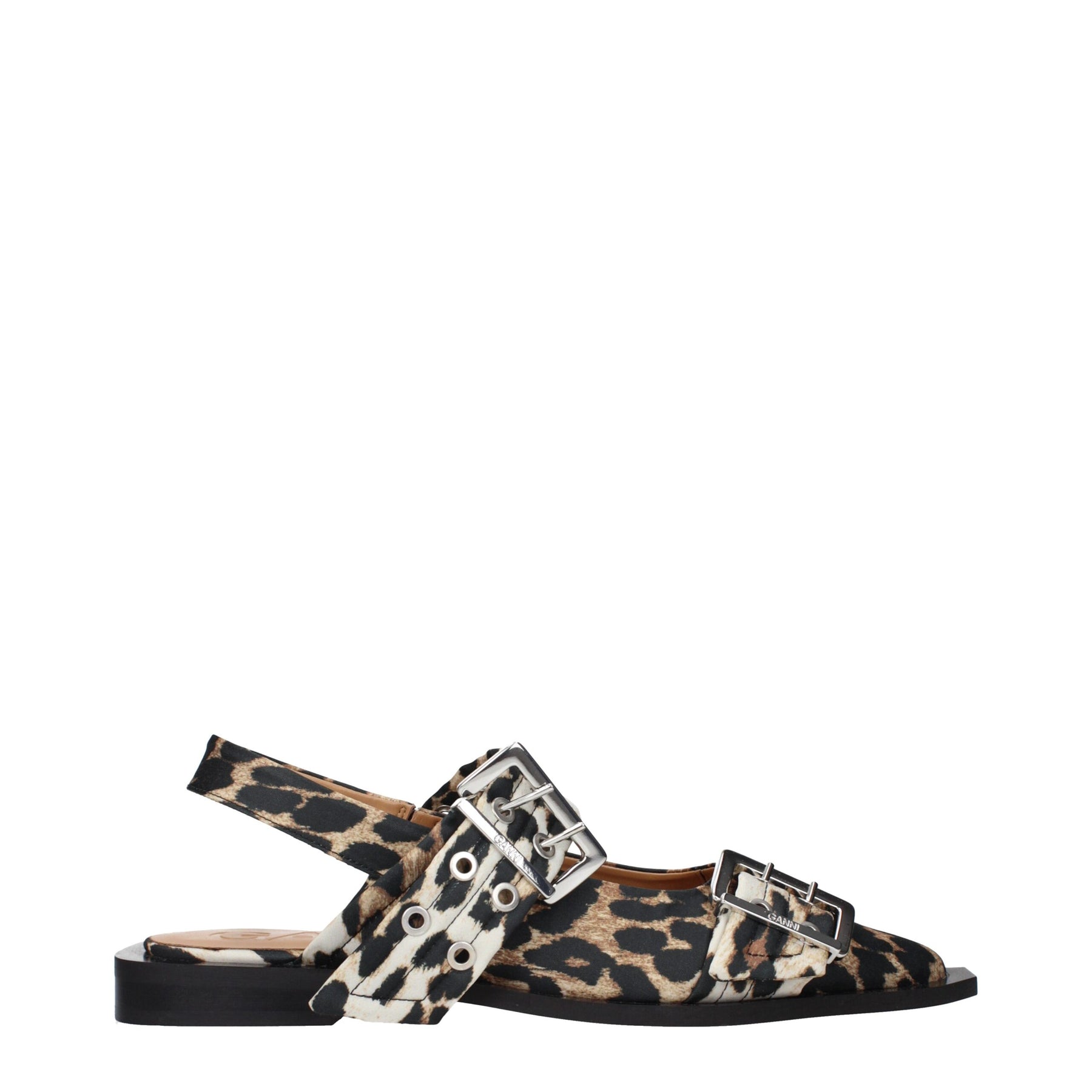 Ganni Brown Fabric Flat Sandals | Regal Royce