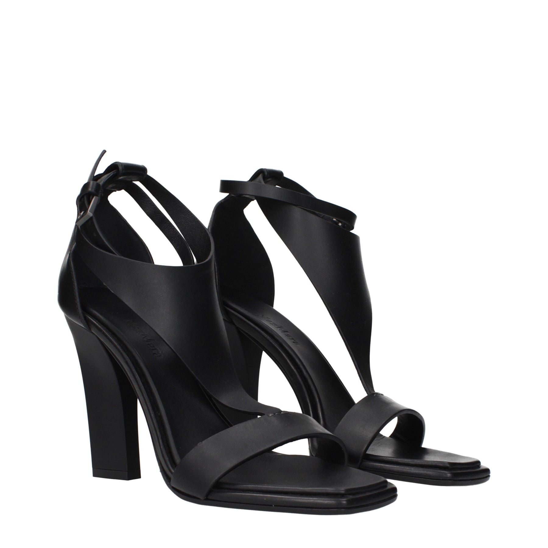 Max Mara Black Leather Stiletto Heel Sandals | Regal Royce