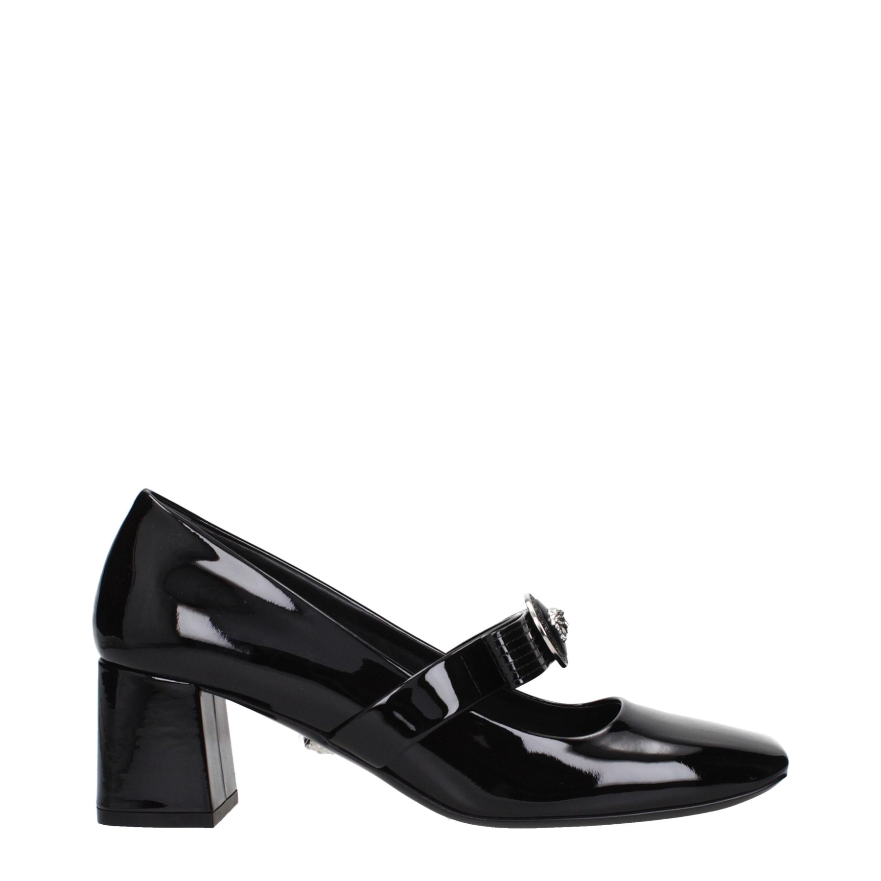 Versace Black Leather Mid Heel Pumps | Regal Royce