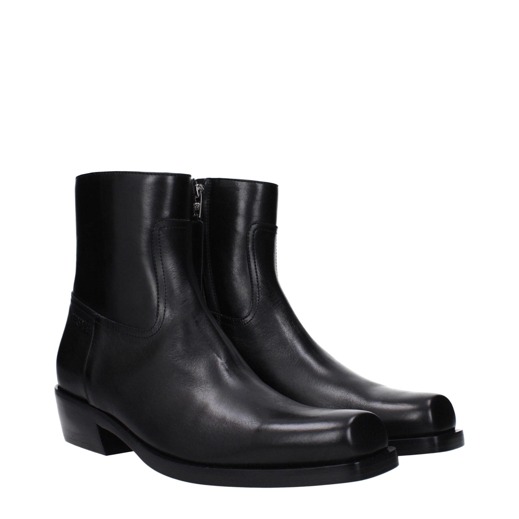 Versace Black Leather Ankle Boots | Regal Royce