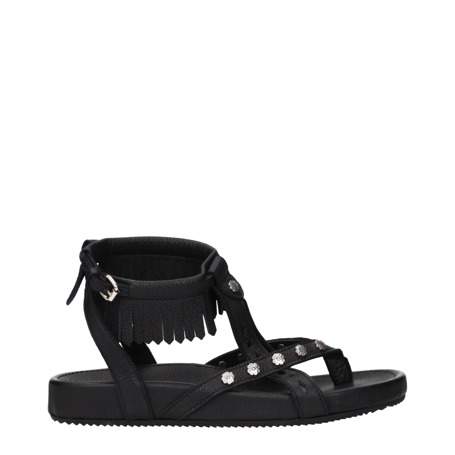 Isabel Marant Black Leather Flat Sandals | Regal Royce