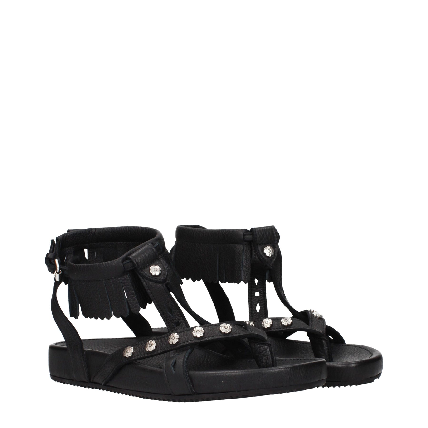 Isabel Marant Black Leather Flat Sandals | Regal Royce