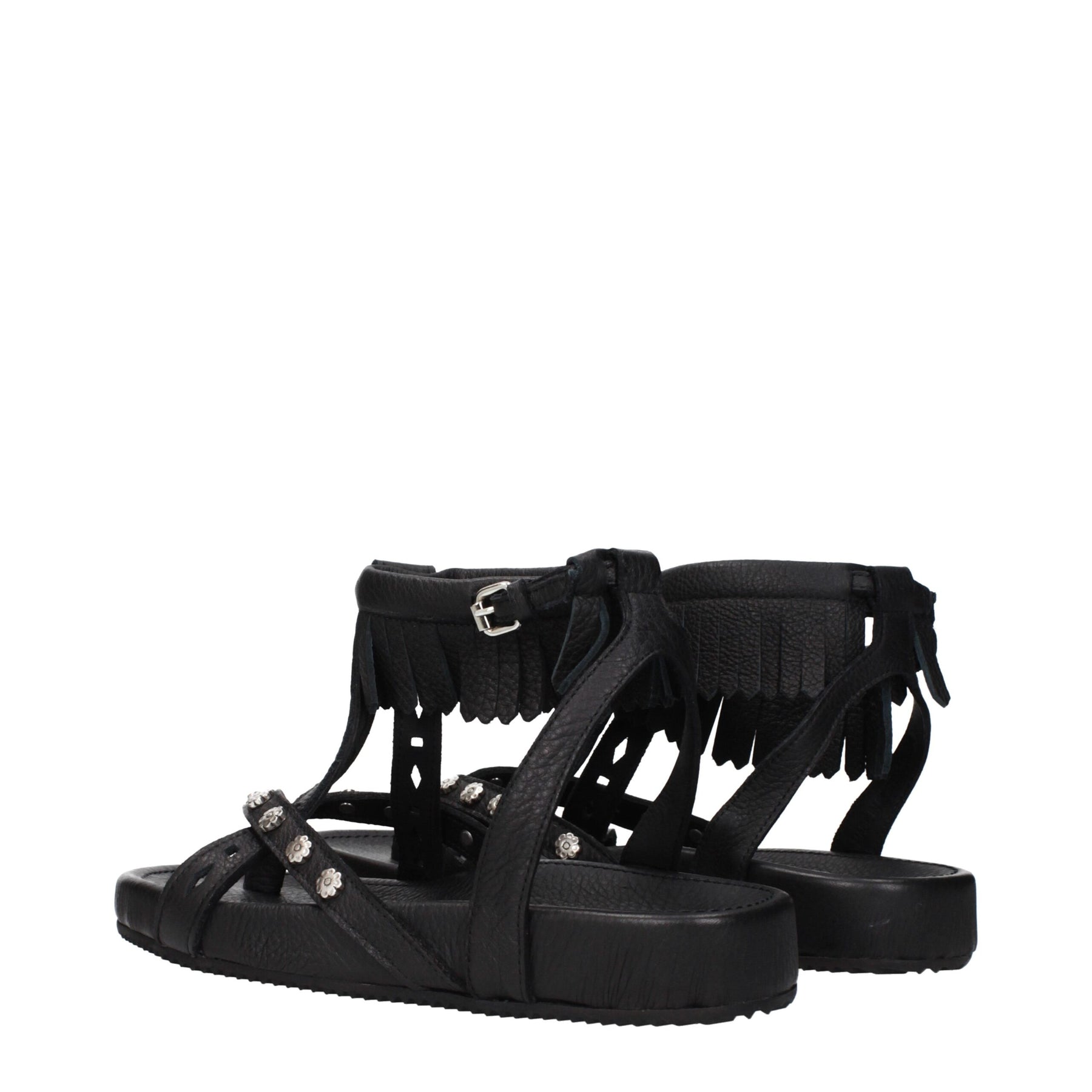 Isabel Marant Black Leather Flat Sandals | Regal Royce