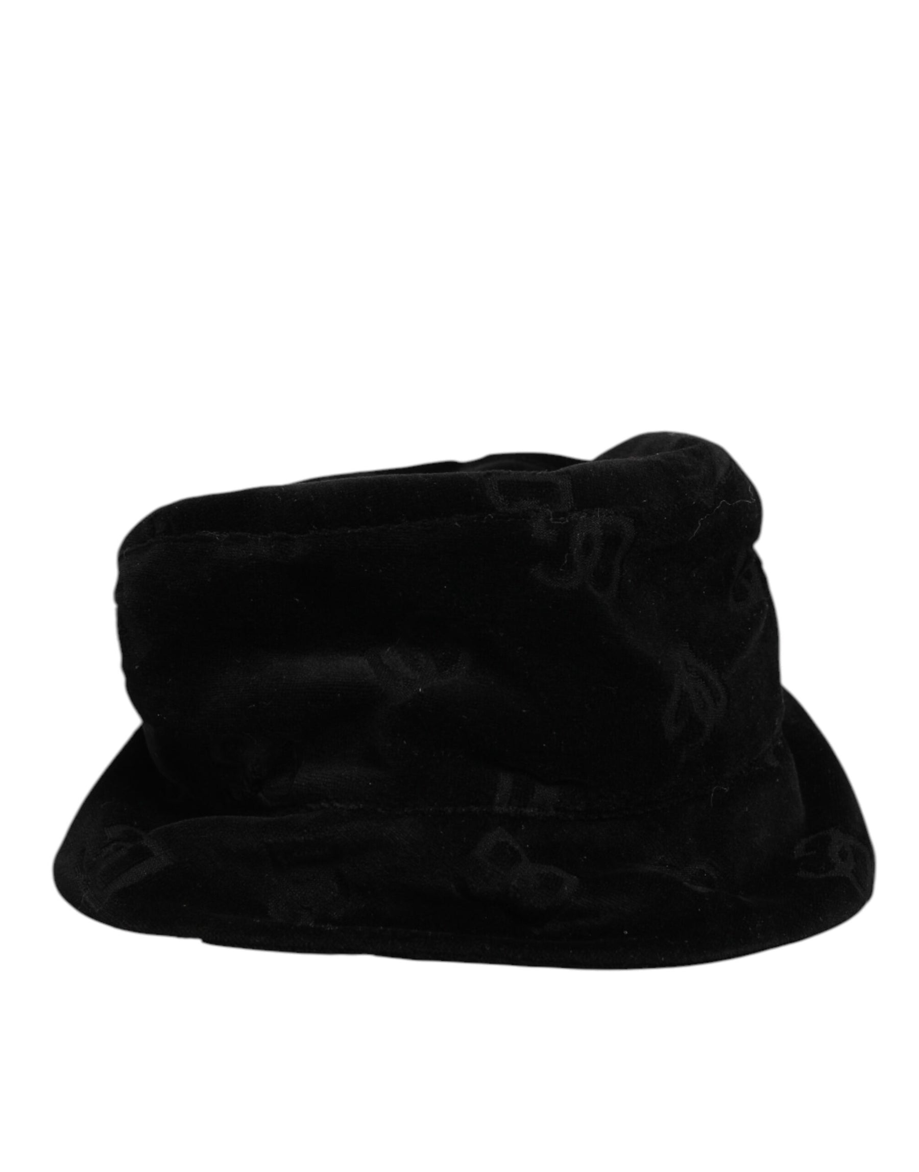 Dolce & Gabbana Black Cotton Suede Bucket Logo Capello Hat | Regal Royce