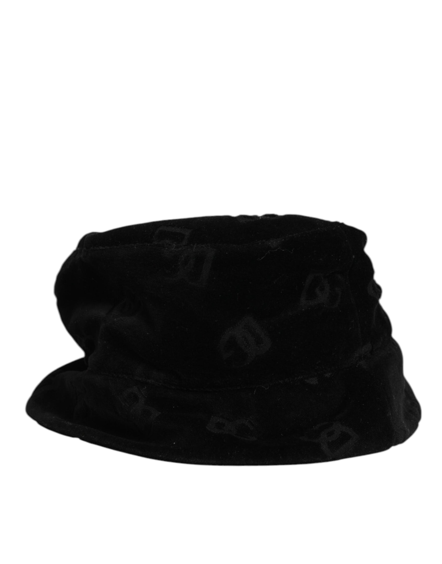 Dolce & Gabbana Black Cotton Suede Bucket Logo Capello Hat | Regal Royce