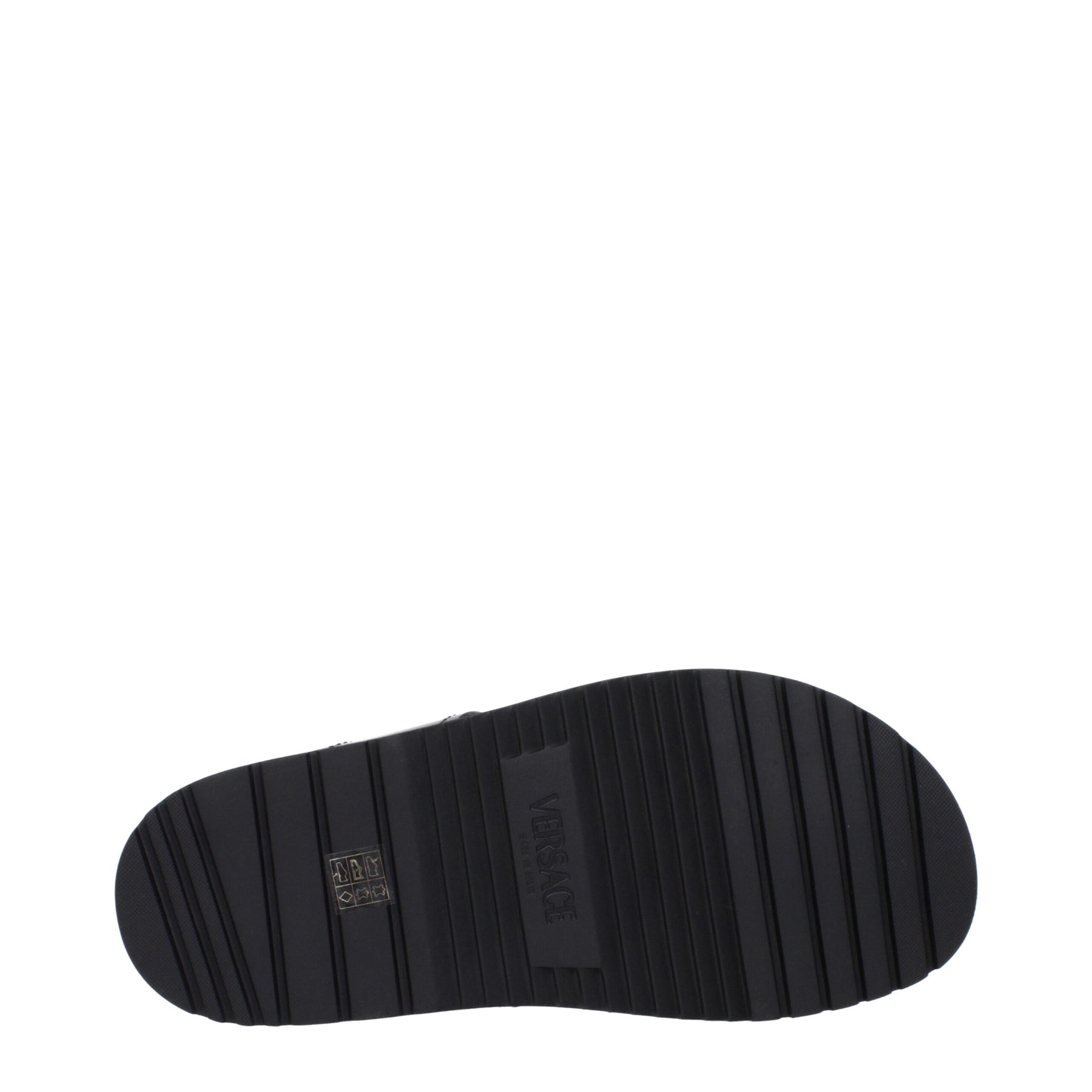 Versace Black Leather Flat Sandals | Regal Royce