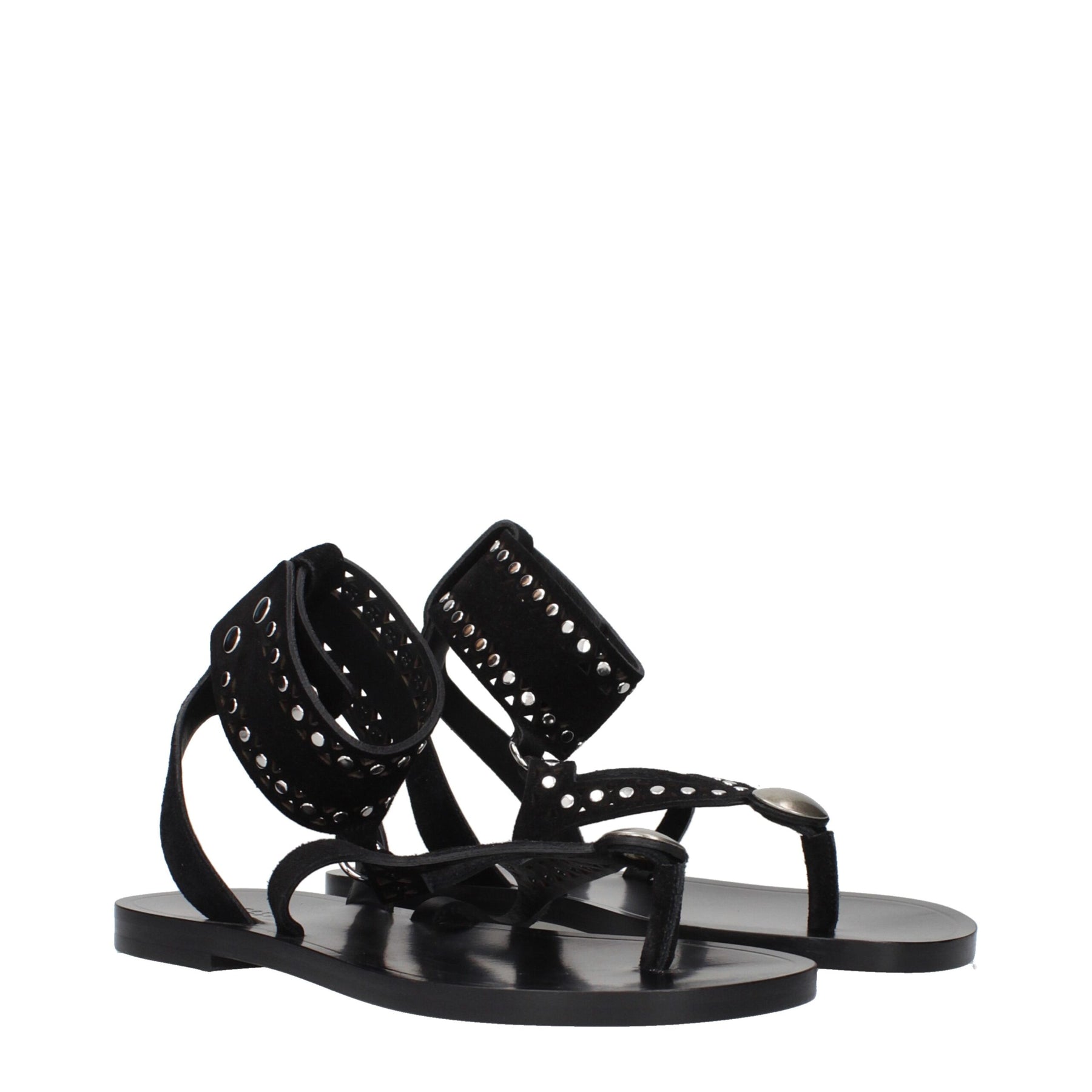 Isabel Marant Black Leather Flip-Flop Sandals | Regal Royce