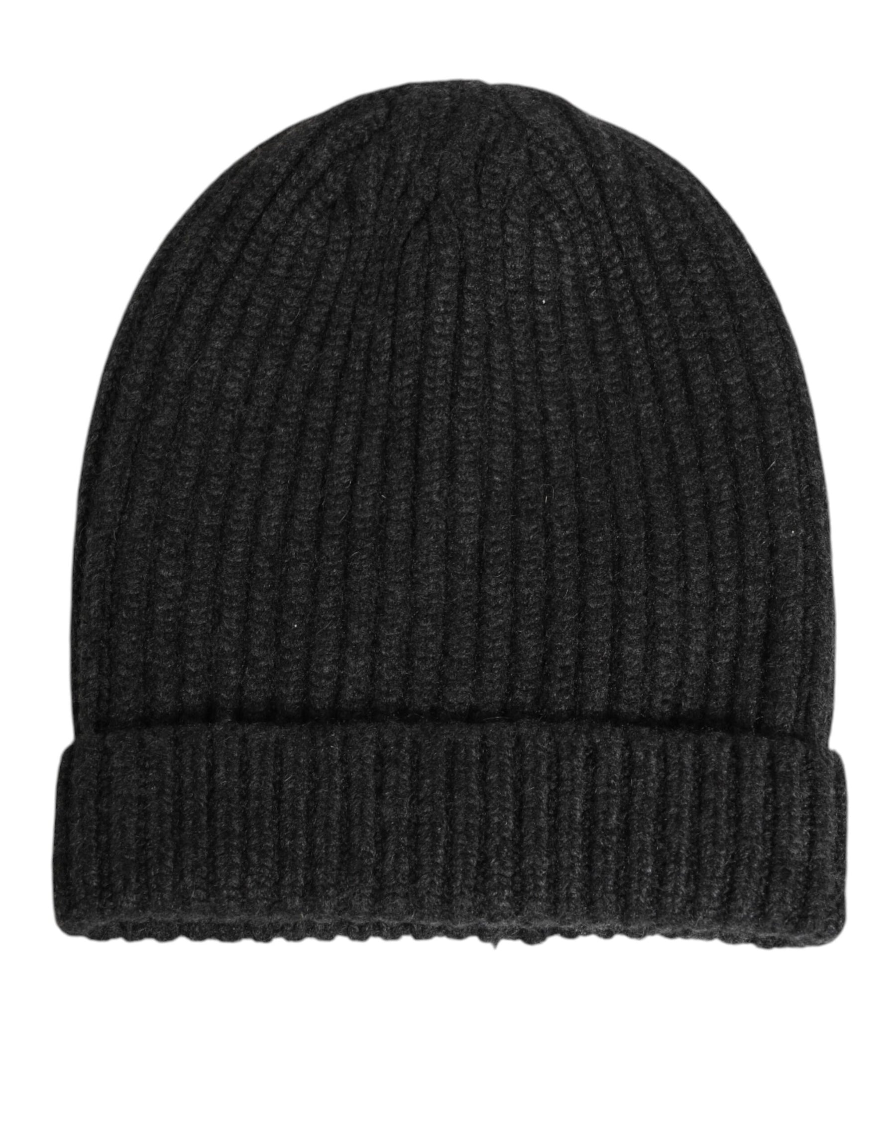 Dolce & Gabbana Black Cashmere Knitted Beanie Men Capello Hat | Regal Royce