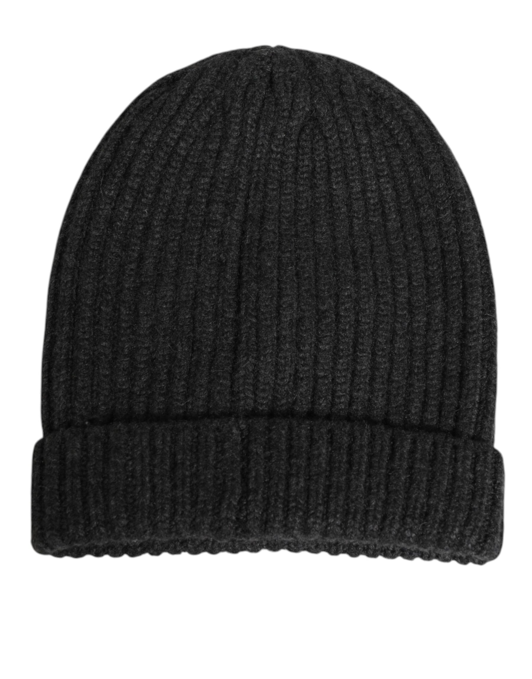 Dolce & Gabbana Black Cashmere Knitted Beanie Men Capello Hat | Regal Royce