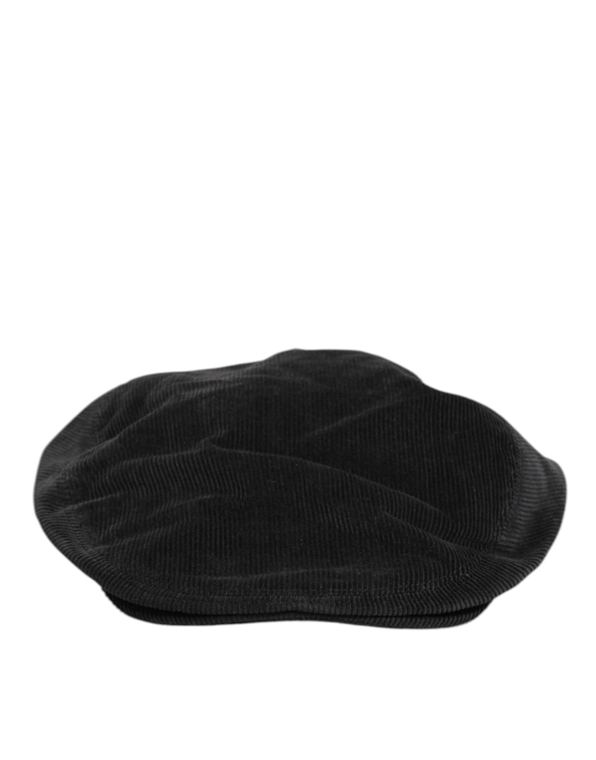 Dolce & Gabbana Black Cotton DG Logo Newsboy Cloth Capello Hat
