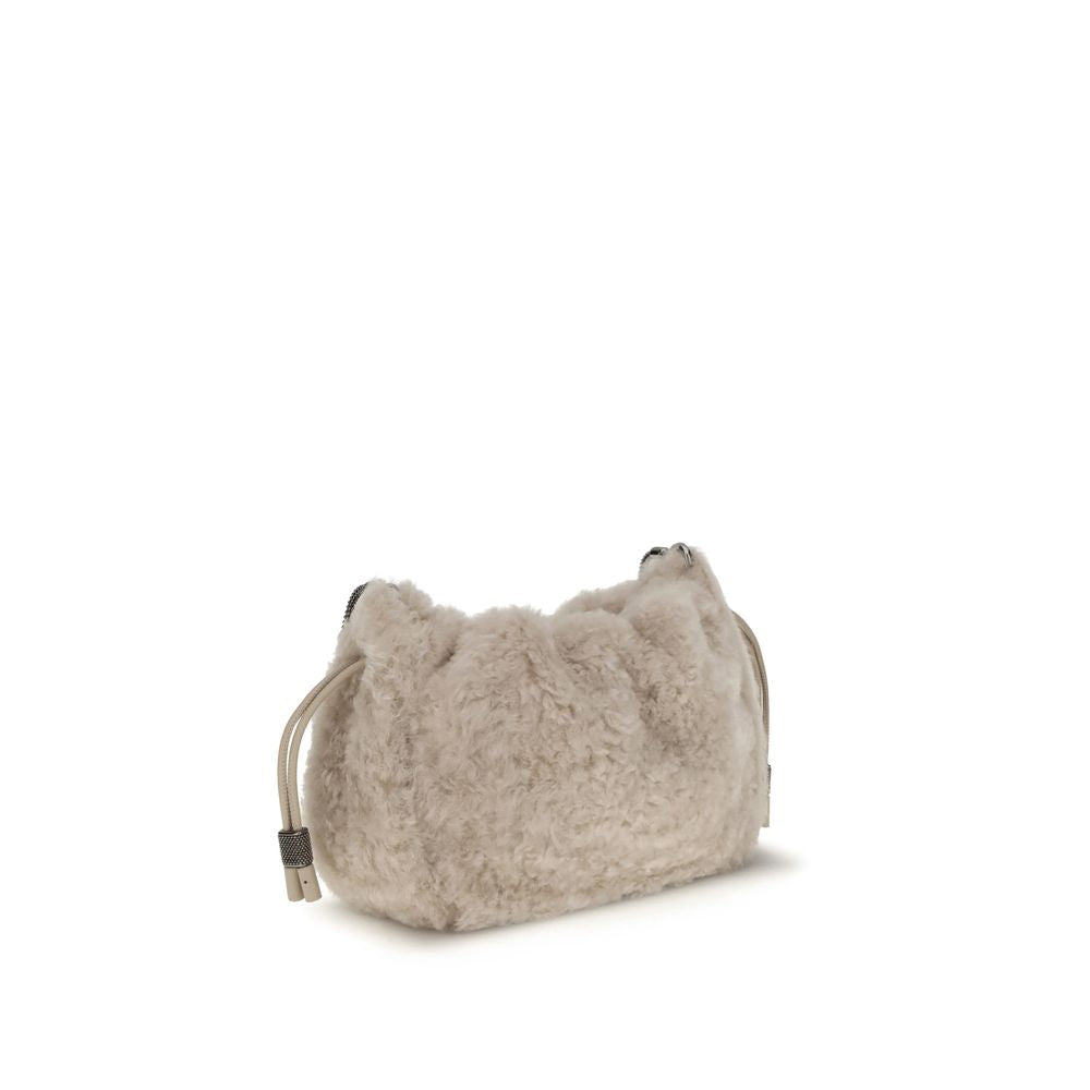Brunello Cucinelli Gray Fur Shoulder Bag