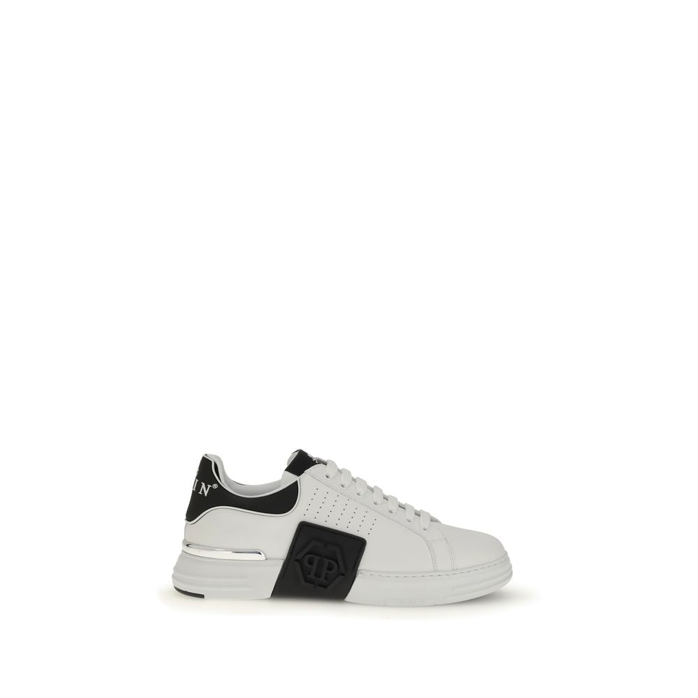 Philipp Plein White Calf Leather Bos Taurus Athletic Sneakers | Regal Royce