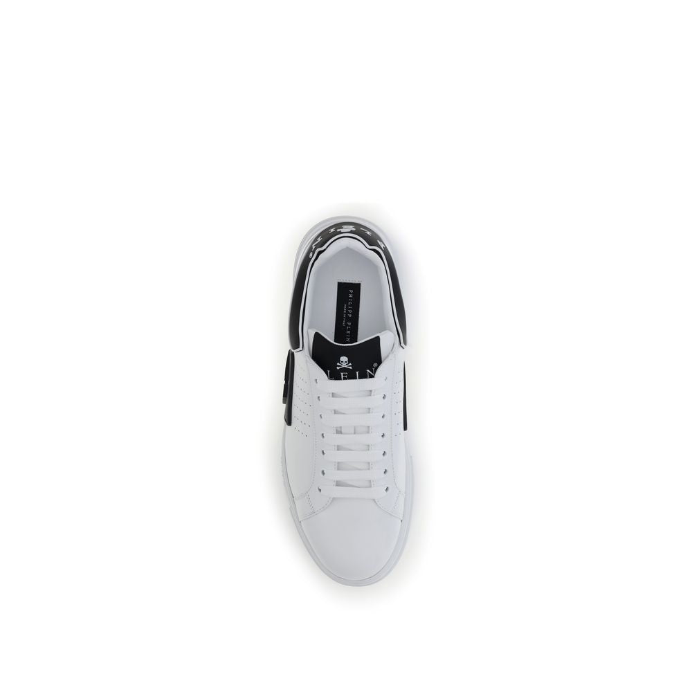 Philipp Plein White Calf Leather Bos Taurus Athletic Sneakers | Regal Royce