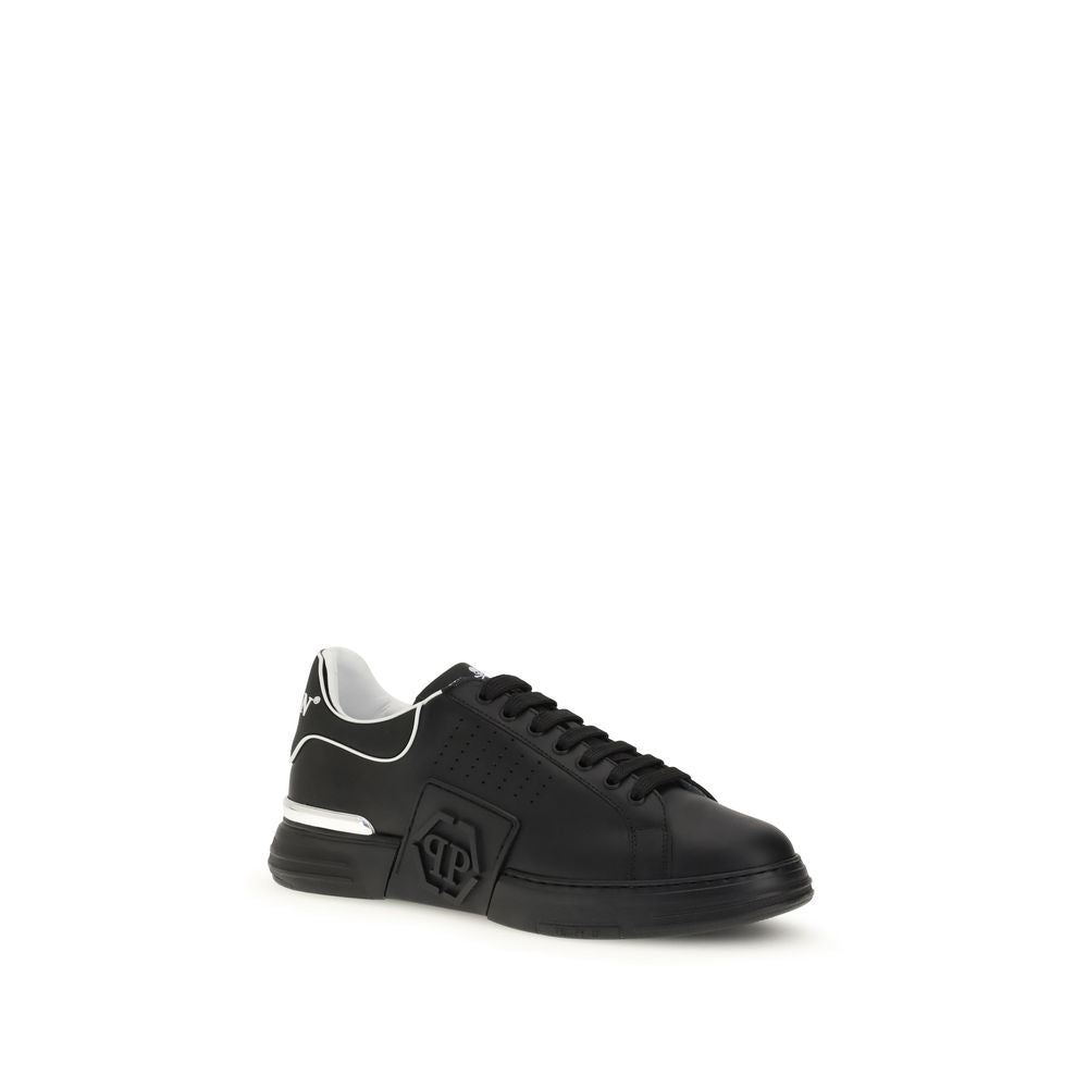 Philipp Plein Black Calf Leather Bos Taurus Athletic Sneakers | Regal Royce