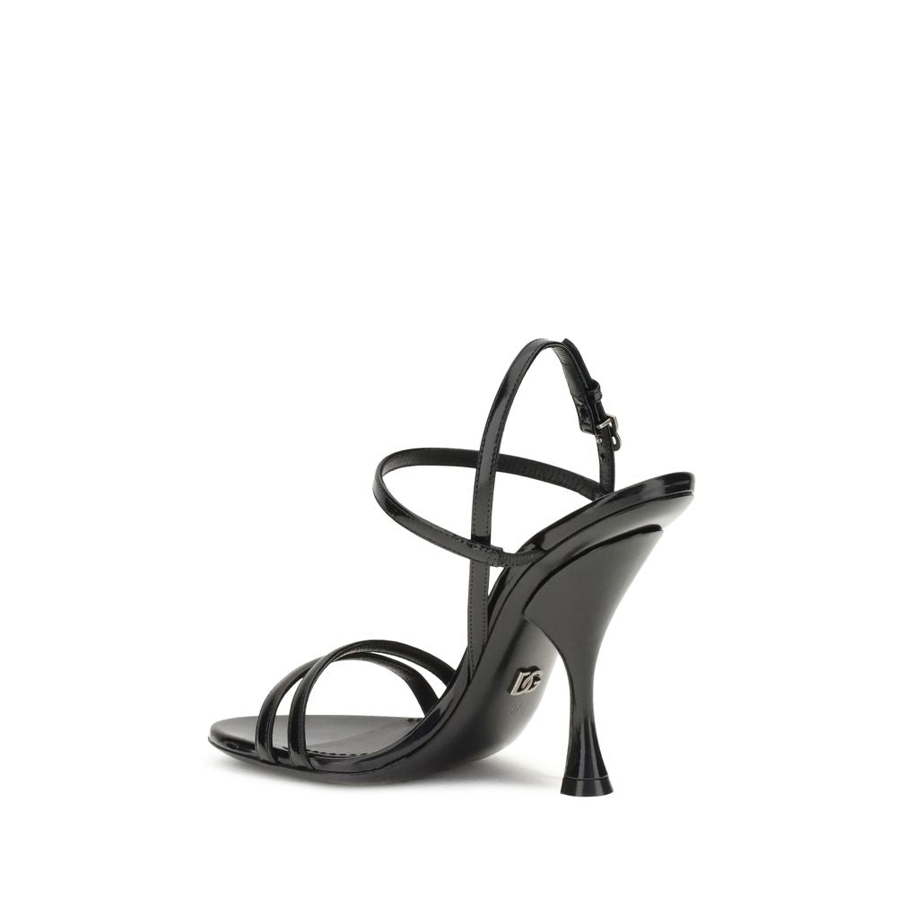 Dolce & Gabbana Black Calf Leather Bos Taurus Stiletto Heel Sandals | Regal Royce