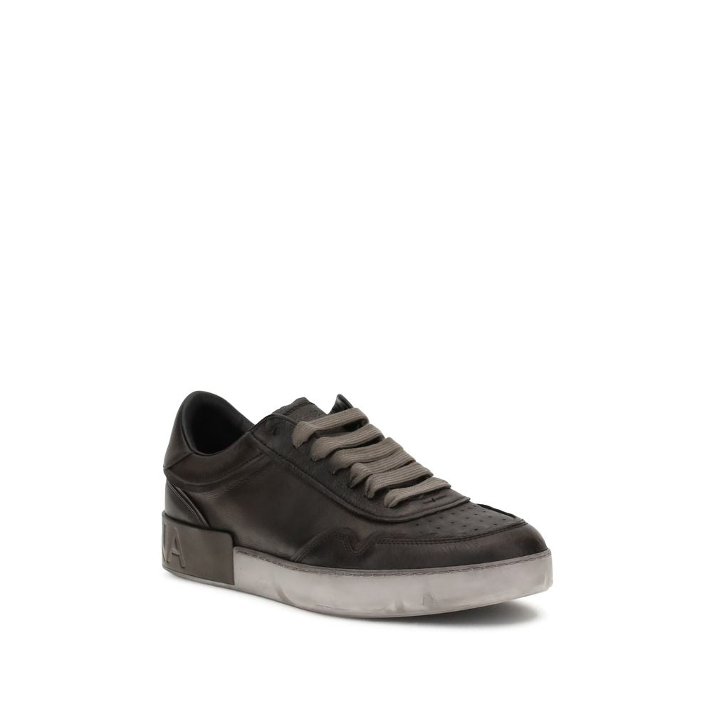 Dolce & Gabbana Brown Calf Leather Bos Taurus Low Top Sneakers | Regal Royce