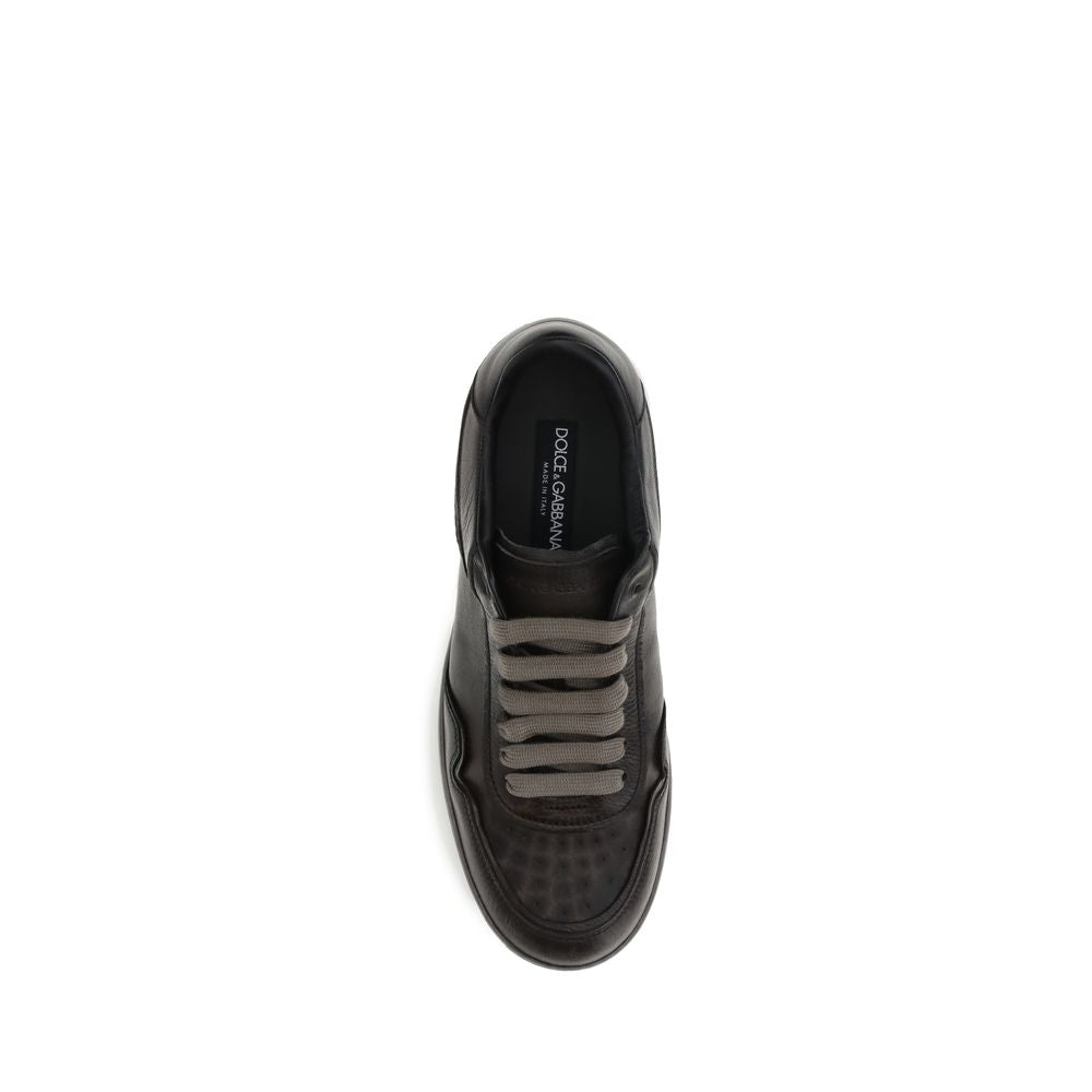 Dolce & Gabbana Brown Calf Leather Bos Taurus Low Top Sneakers | Regal Royce
