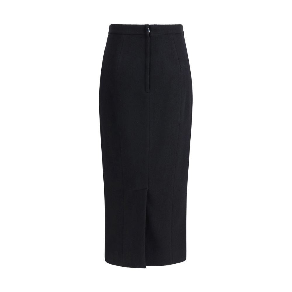 Dolce & Gabbana Black Fleece Wool Long Skirt | Regal Royce