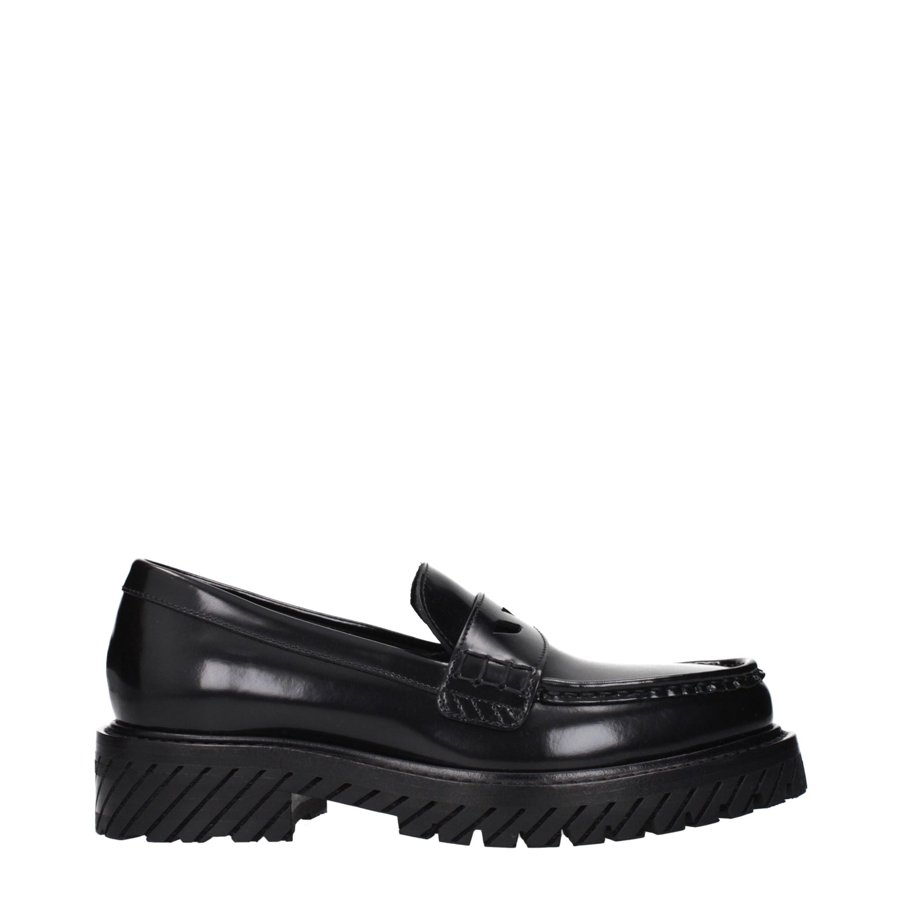 Off-White Black Leather Slip-On Loafers | Regal Royce