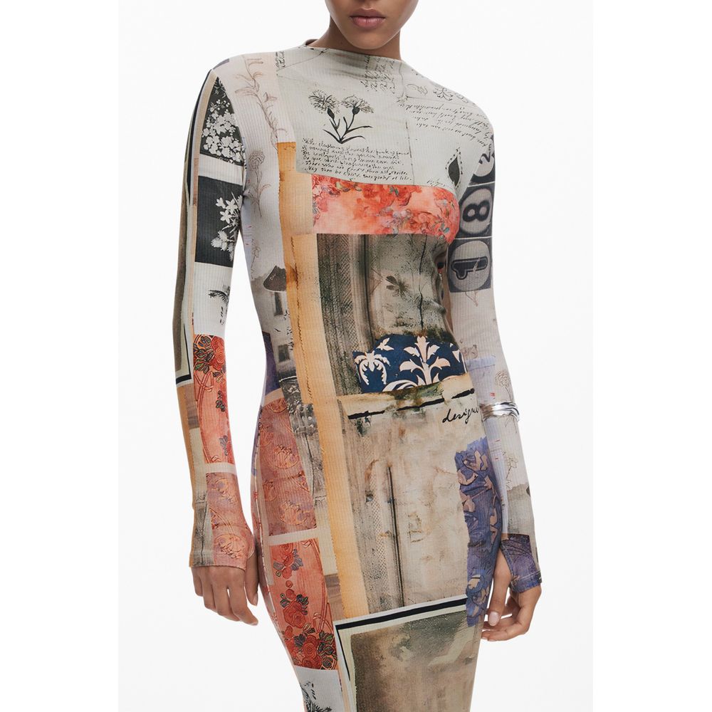 Desigual Beige Viscosa Women Dress | Regal Royce